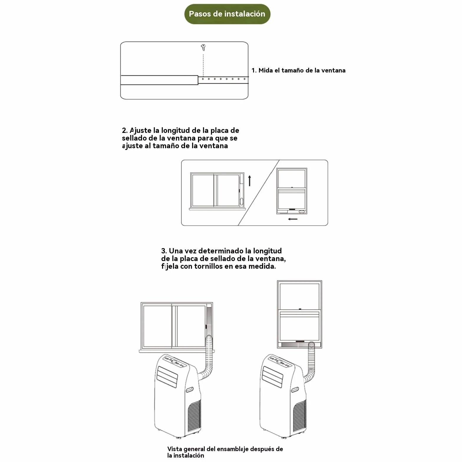 Kit De Ventana De Aire Acondicionado Portátil, Adaptador Ventana Aire Acondicionado, Accesorio De Ventana De Aire Acondicionado,Placa Sellado Ventana Ajustable para Aire Acondicionado Móvil,