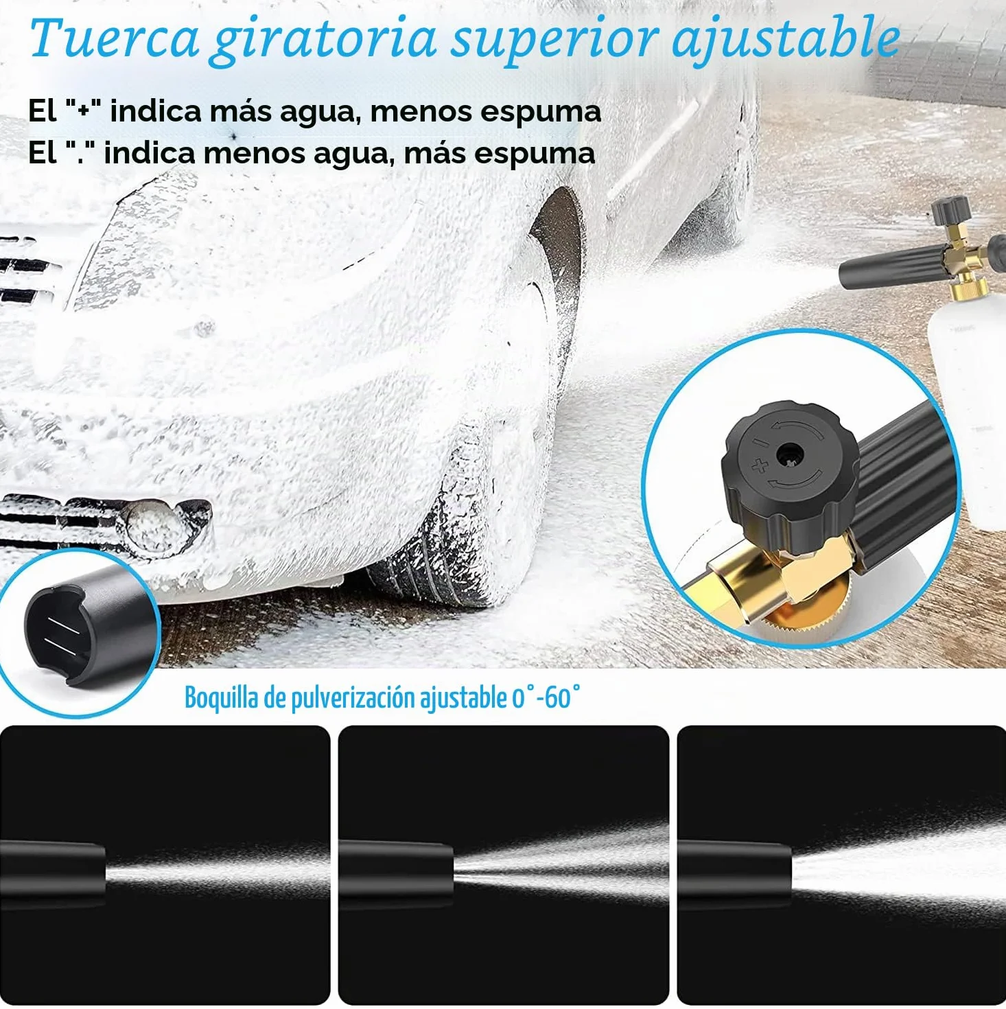 Stone Banks Arandela de Alta Presión Pistola de Espuma de Nieve con M22 Conector de Rosca Entrada y 1L Dispensador Ajustable Boquilla Botella de Lanza de Espuma