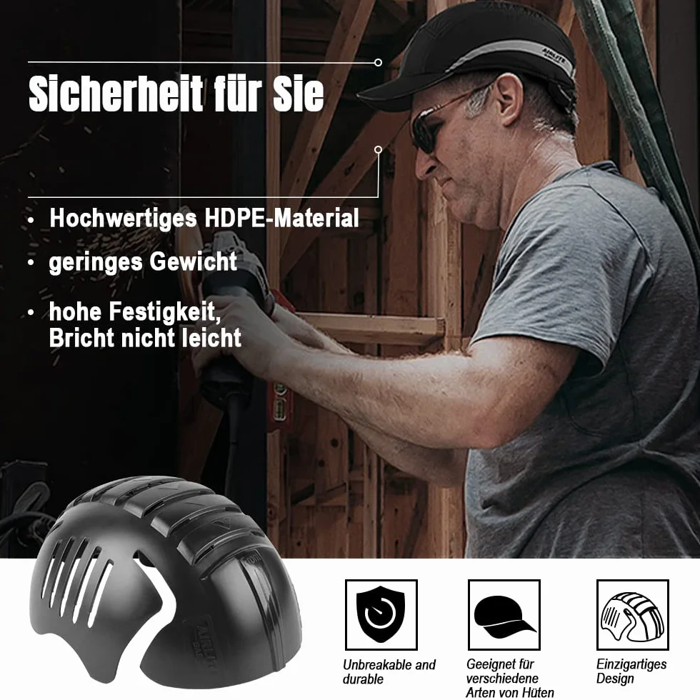 GREEN DEVIL Gorra de seguridad universal Insert Hard Shell ABS rígido transpirable ligero antichoque cabe en cualquier gorra de béisbol o hardhats para una cómoda protección de la cabeza