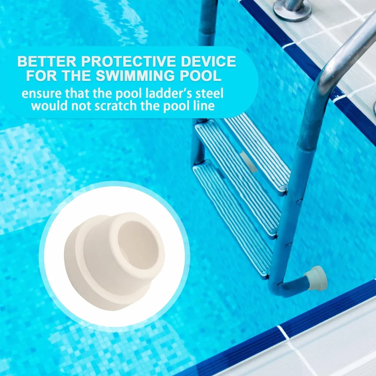 Tope de Seguridad para Escalera de Piscina,2 Piezas Suministros para Piscinas Parachoques de Escalera Blancos para Escaleras de Piscina Tapón de Goma para escaleras de Piscina