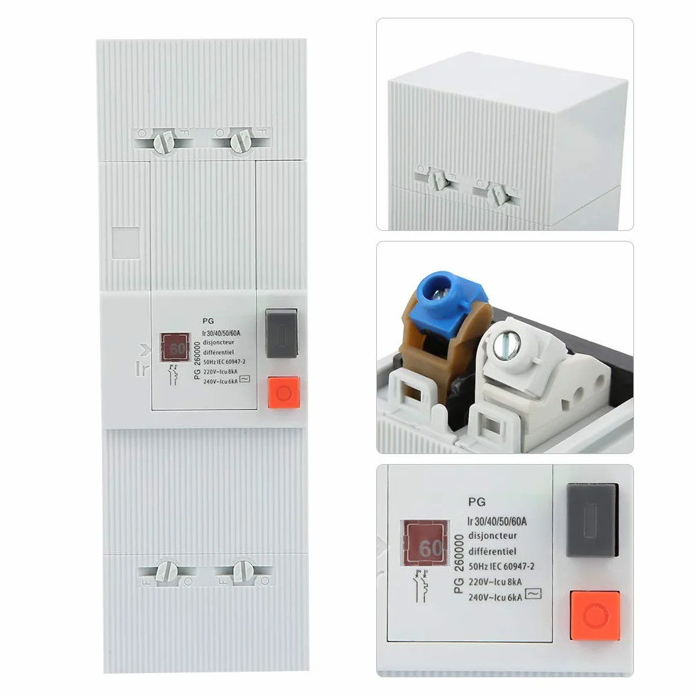 Disyuntor 60A, PG Disyuntors de Bajo Voltaje, Disyuntors Diferencial 2P 30/60A 500mA, Disyuntors de Bajo Voltaje de Doble Polo, Para el Sistema de Distribución de Energía de Motores de Iluminación