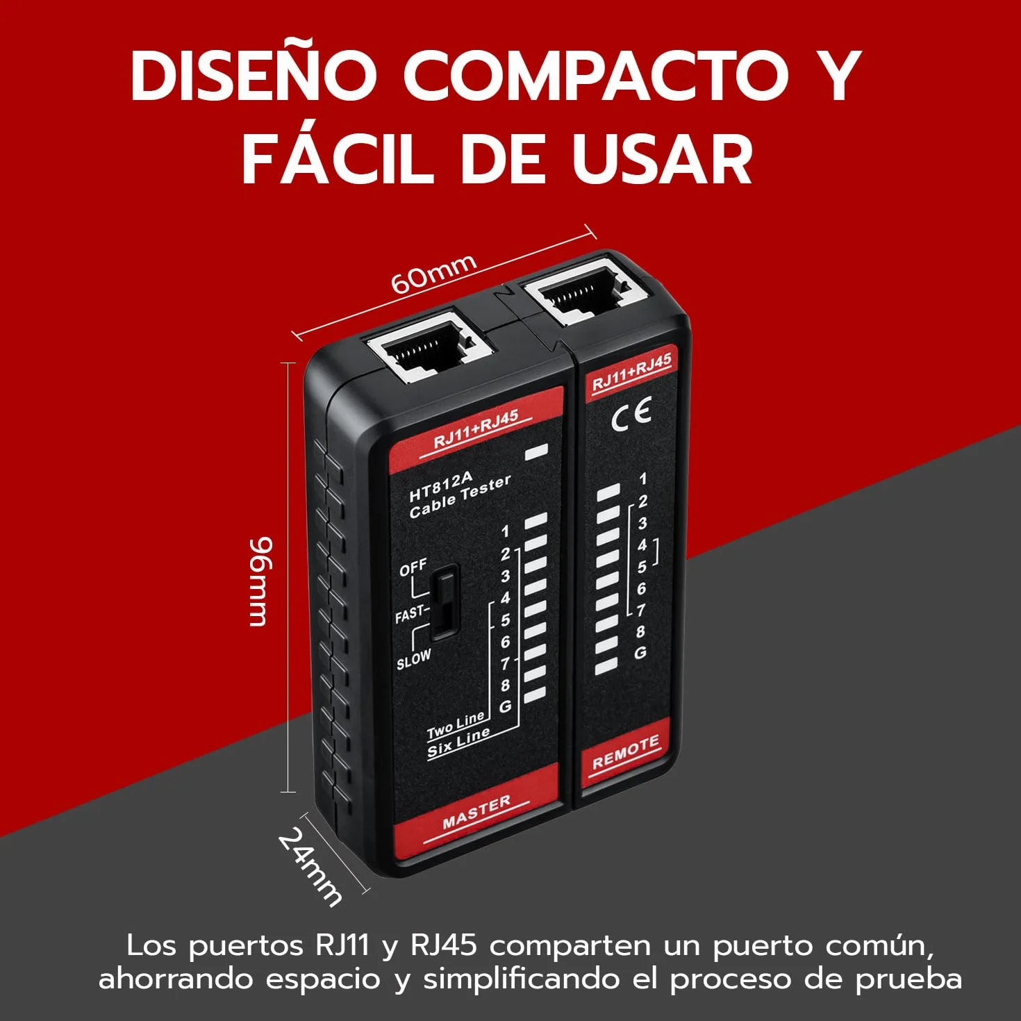 Mcbazel Comprobador de Cables de Red RJ11 RJ45, Tester LAN para CAT6A CAT6 CAT5E CAT5