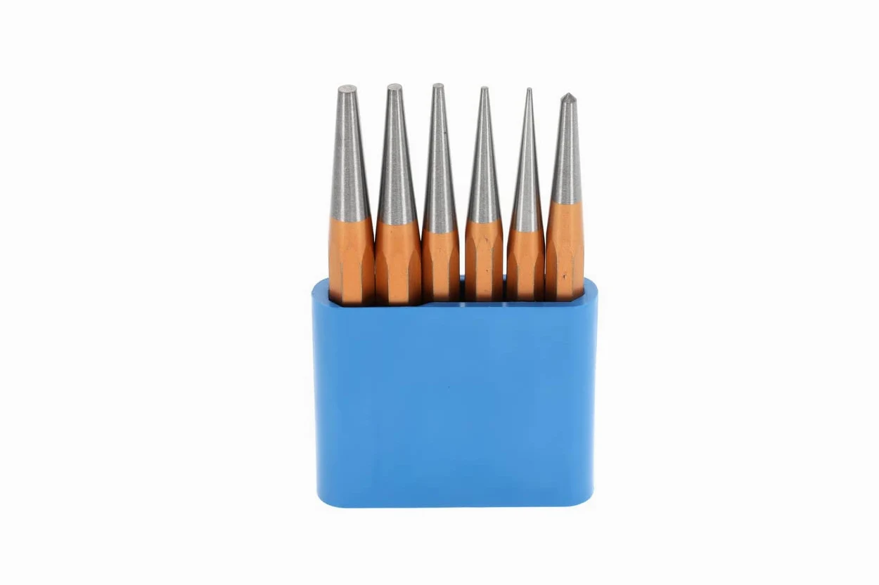 GEDORE Juego de botadores cónicos, 6 piezas, Juego de botadores cilíndricos en soporte de PVC, Templados, Revenidos, Acero, Herramienta, 8753680