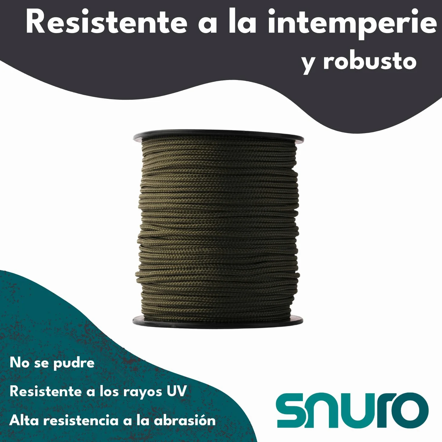 Cuerda de poliéster (3 mm, 100 m, color verde caqui), poliéster trenzado, fuerte, resistente a la intemperie y versátil, cuerda resistente a la intemperie, ideal para exteriores y supervivencia
