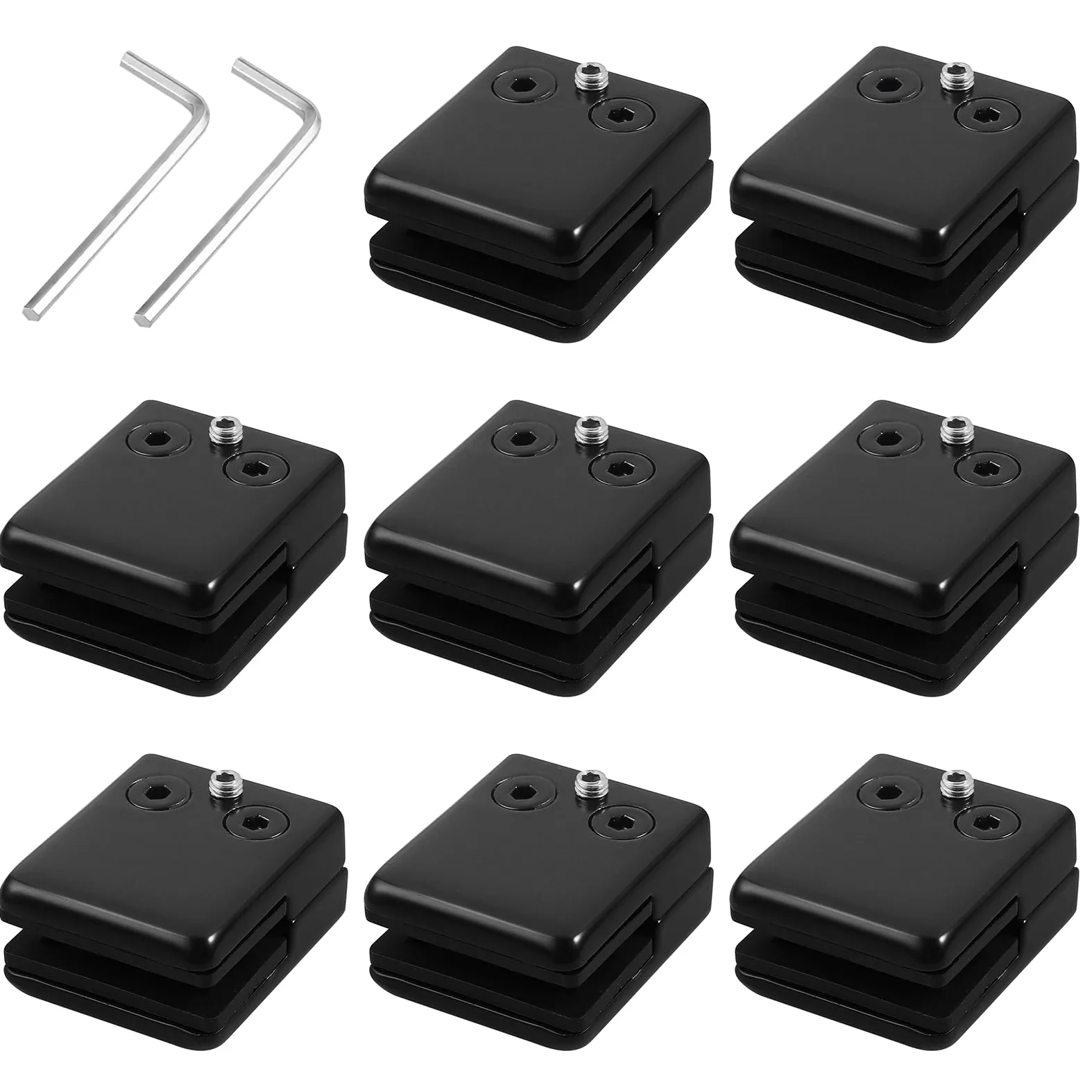 Neoteck 8 pcs Abrazadera de Vidrio 8-10mm Acero Inoxidable 304 Soporte de Abrazadera de Clip de Vidrio Plano Posterior Acabado Pulido para Barandilla Barandilla Escalera-Negro