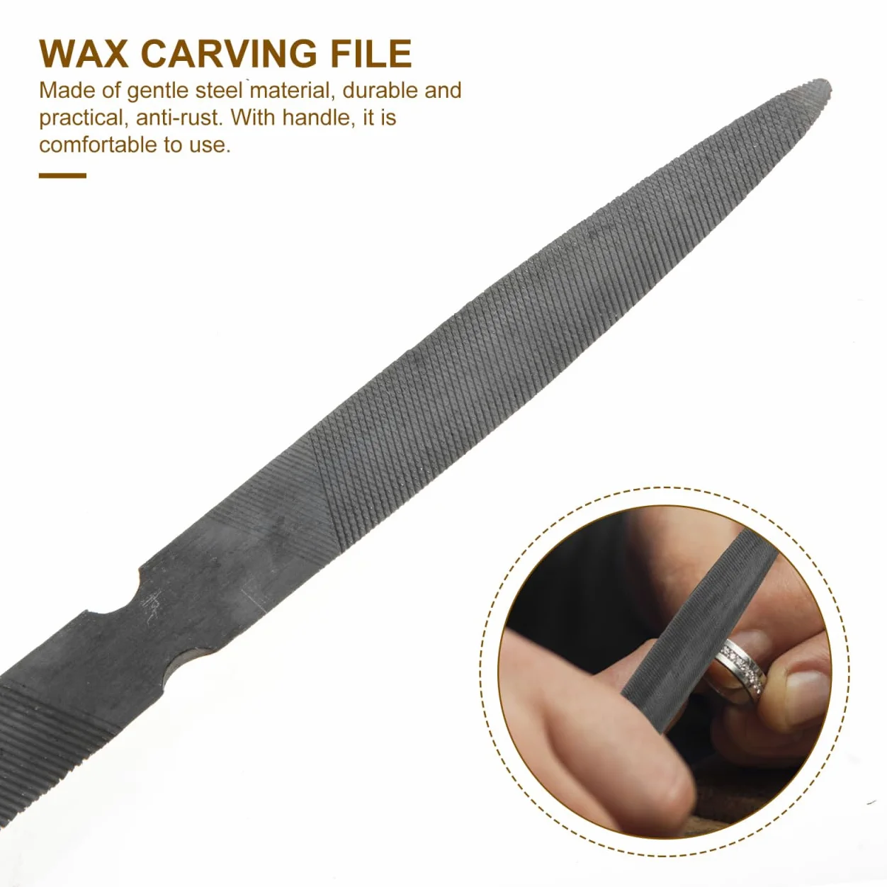 Operitacx Lima de Cera Semicircular Resistente de Doble para Modelado y Tallado Herramienta de Acero Suave Mango Ergonómico para Joyería Bricolaje y Carpintería