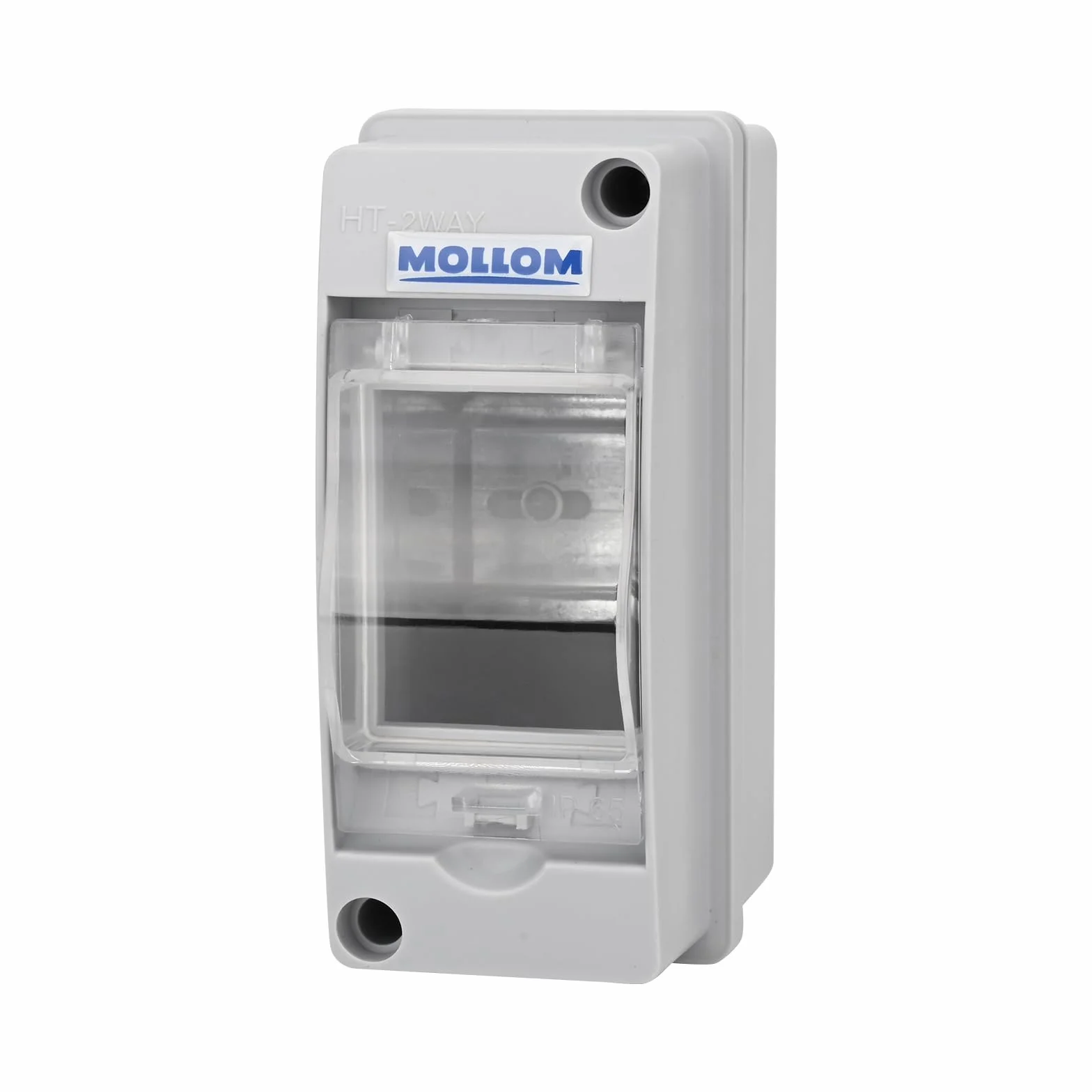 MOLLOM Caja de Protección de Distribución de 2 Vías con Interruptor Automático MCB y Riel DIN, Impermeable IP65, para Uso Interior y Exterior