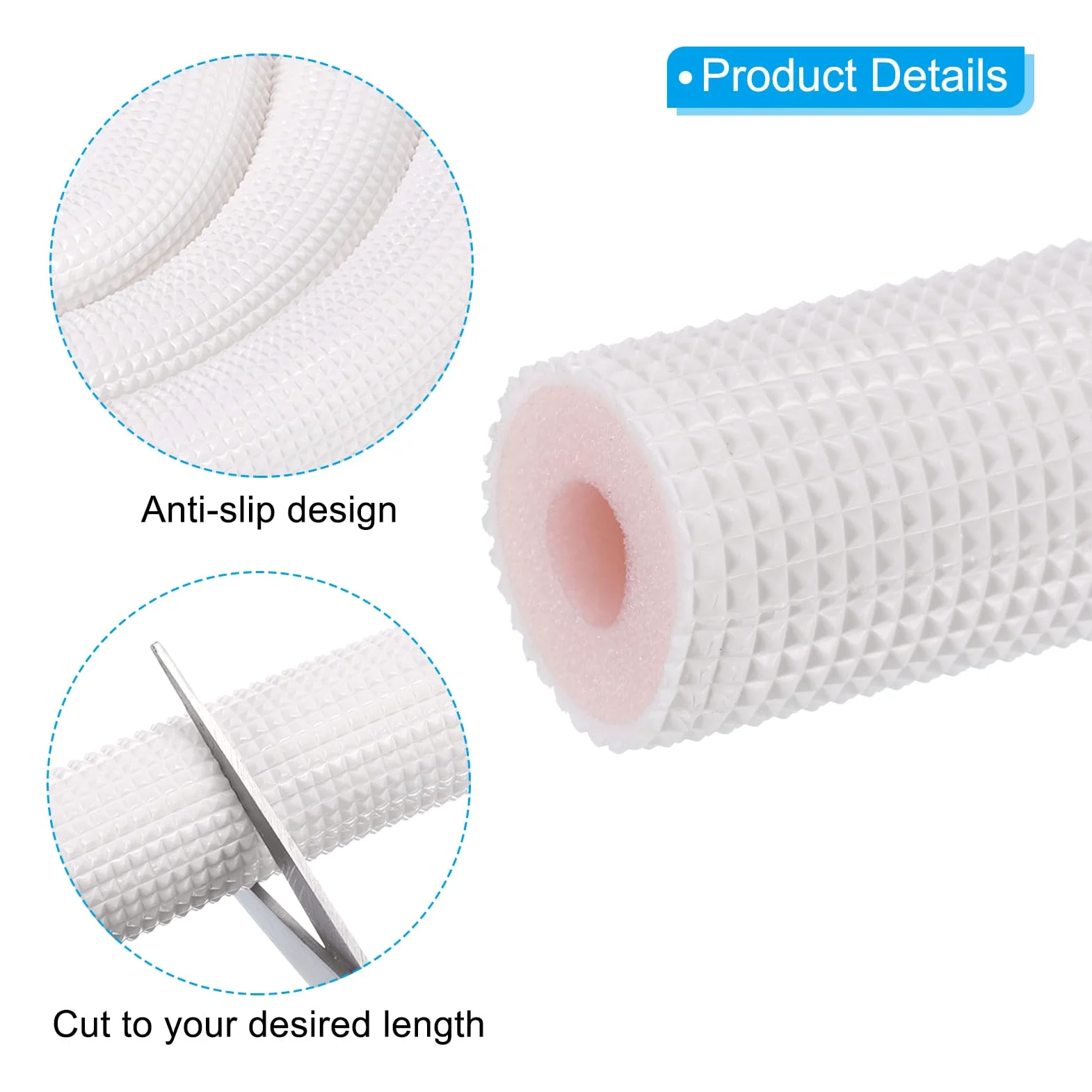 PATIKIL Tubo de Aislamiento de Tubería de 12mm ID x 10mm Grosor x 1.8m Tubo de Espuma Aislante Antideslizante para Tuberías de Aire Acondicionado Color Blanco Rosa