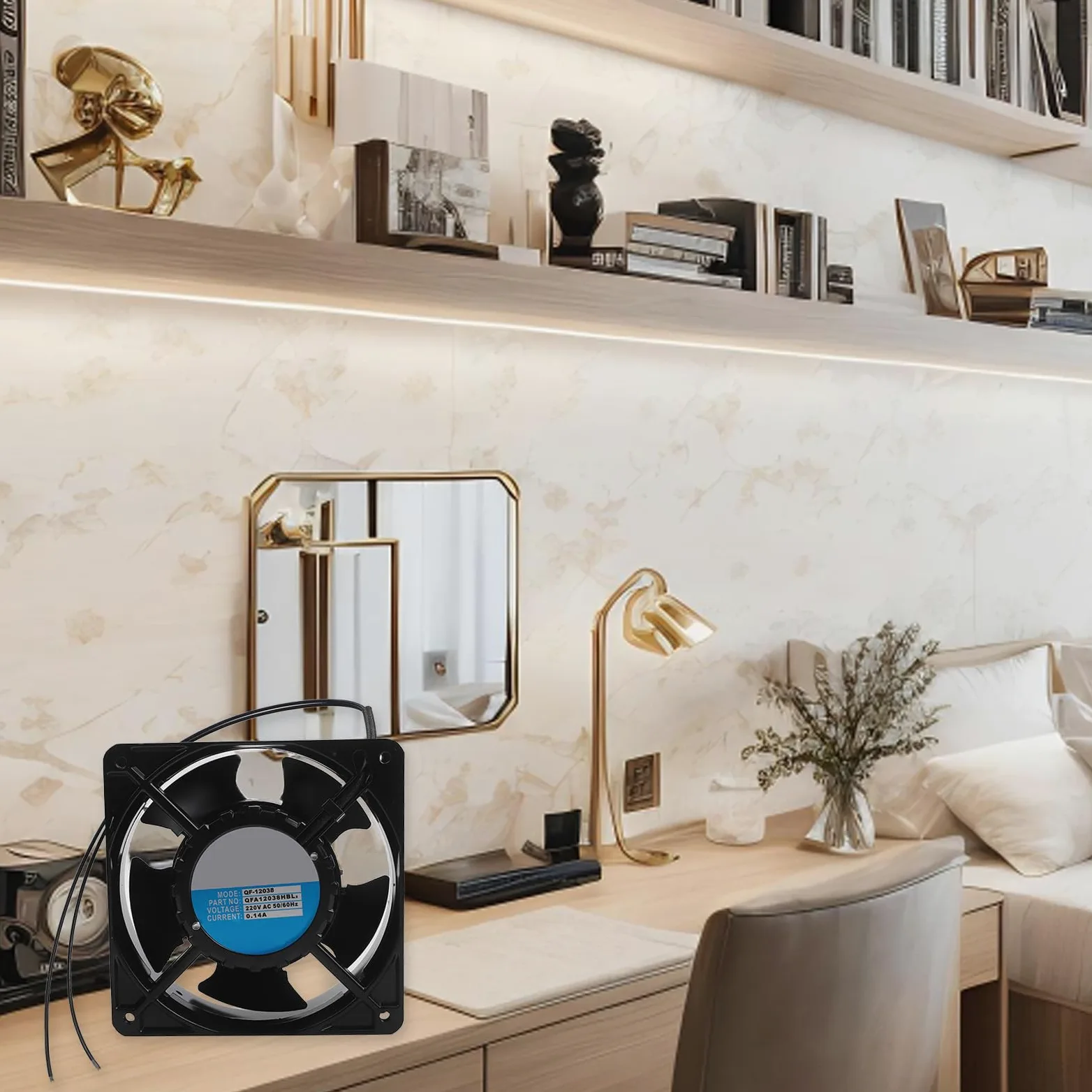 RemixAst | Ventilador para estufa de leña axial silencioso de alta temperatura | 120×120×38 mm Ventilador axial de cartucho de circulación de aire de aspas metálicas 220 V | Para chimenea insertada en