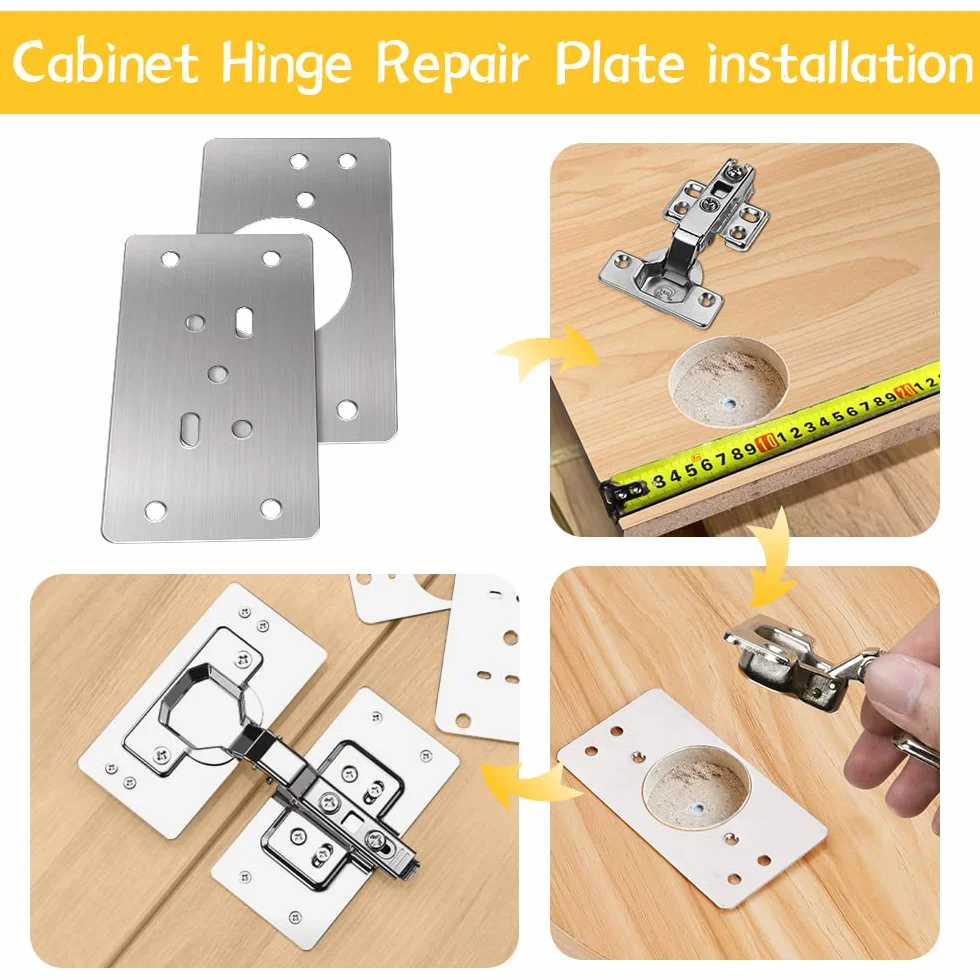 Flintronic 2 Piezas Placa de Reparación de Bisagras de Acero Inoxidable con Tornillos