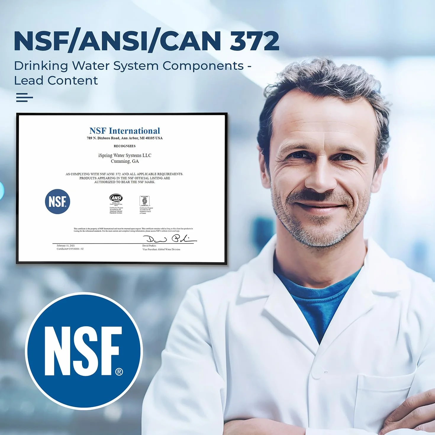 iSpring WSP50ARJ, Certificado NSF, Filtro de Sedimentos de Giro, Tamaño Jumbo Mejorado, Gran Capacidad, Reutilizable con Módulo de Flushing Automático de Pantalla Táctil, Latón, 50 Micrones