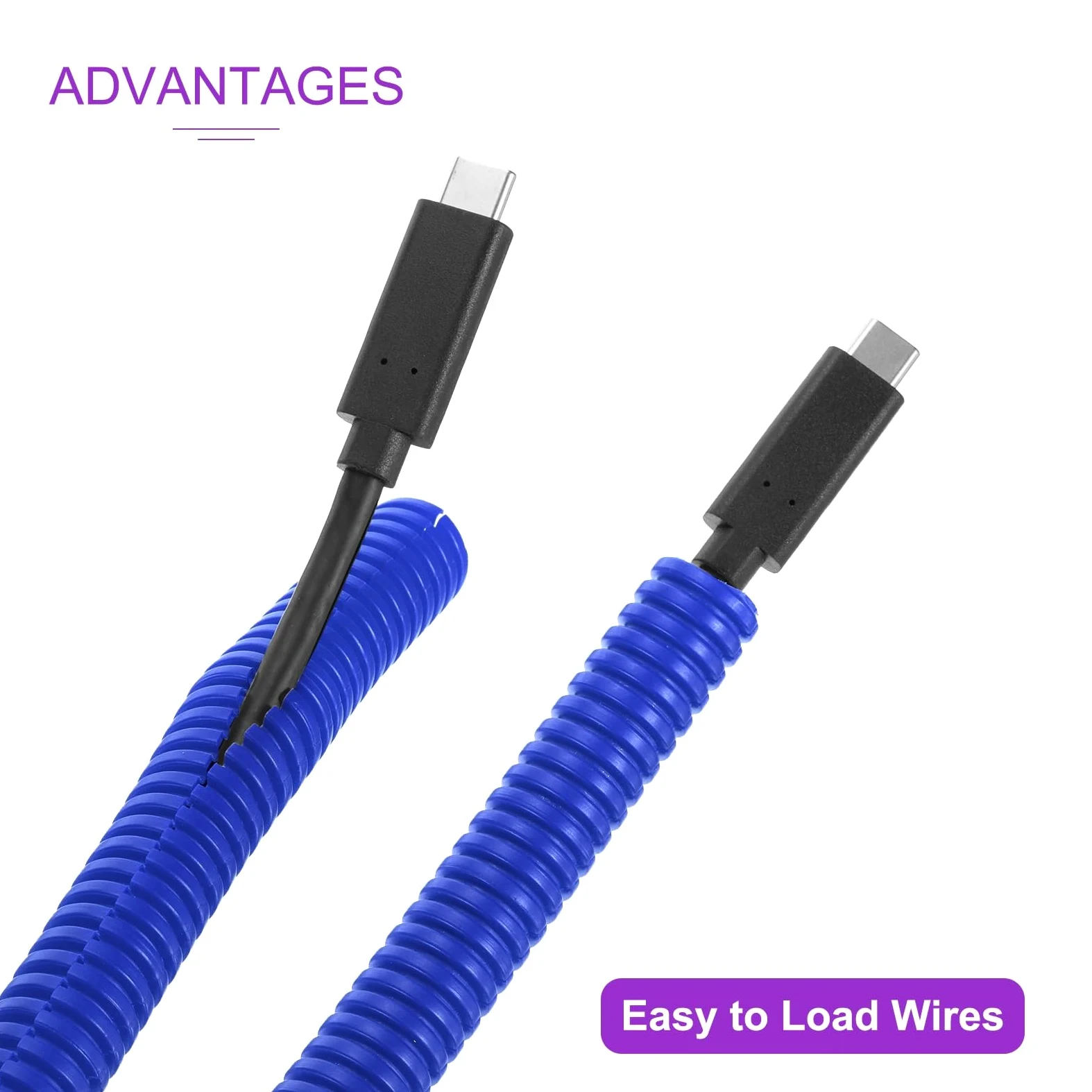 DMiotech 50ft Tubo De Cable Dividido 3/8 Pulgada, Protectores De Cable De Conduit Flexible para Mascotas para Oficina Hogar Jardín, Azul