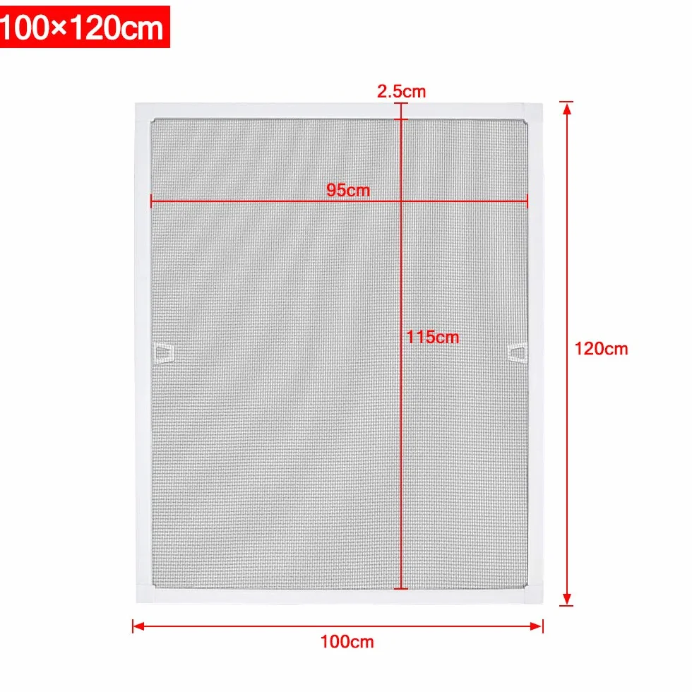 NAIZY Mosquitera para ventana con marco de aluminio Marco de abrazadera Prevención de insectos No requiere taladrar ni atornillar 100x120cm, Blanco