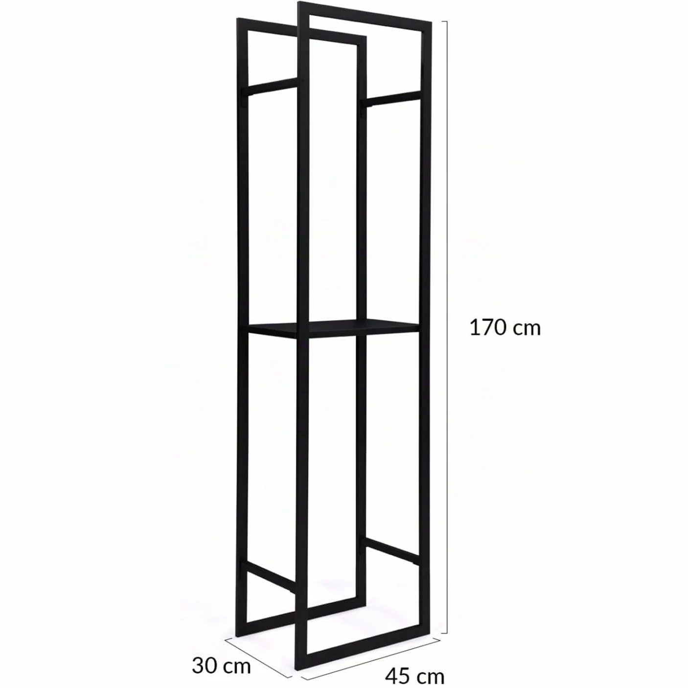 IDMarket - Portatroncos vertical de acero negro con estante H.170 CM para chimenea