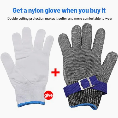 Guantes de seguridad resistentes a cortes, alambre de acero reforzado para máxima protección en trabajos de motosierra, ideales para chefs, carniceros, porteadores y carpinteros, par ambidiestro