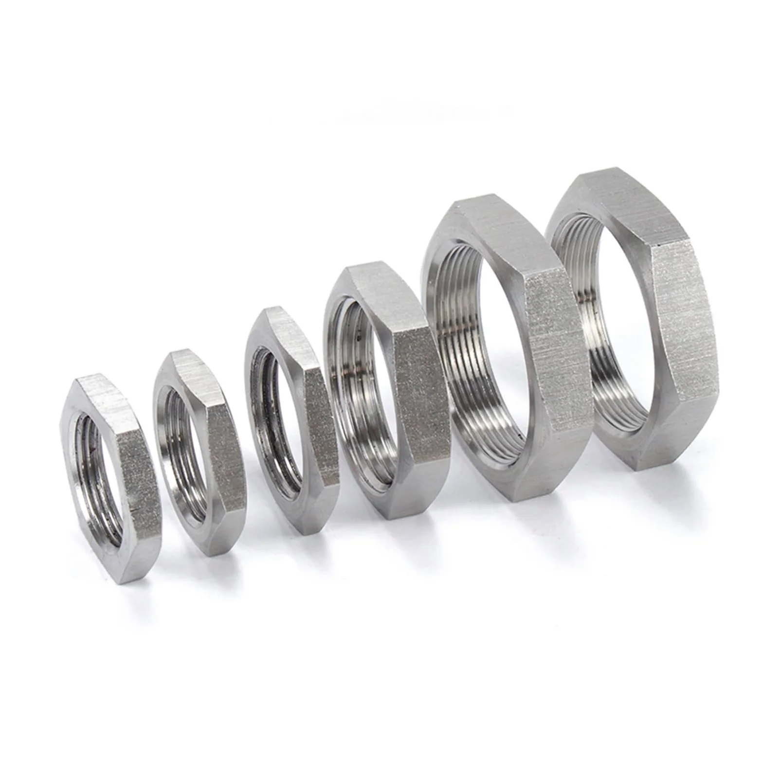 Tuerca, 10 Piezas, Rosca Hembra NPT de 1/4", Tuerca Seguridad Hexagonal, Accesorio for tubería Acero Inoxidable 304, Delgada