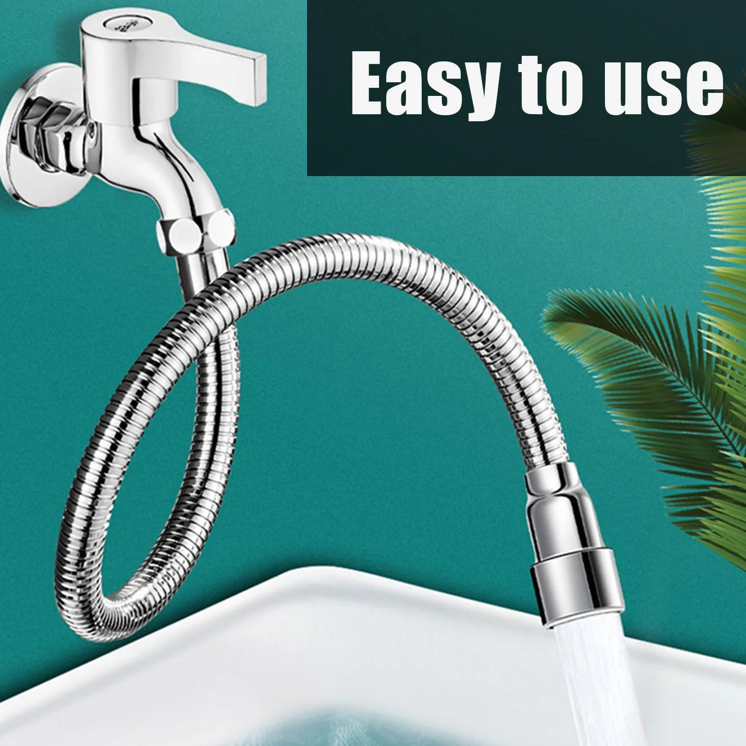 KRYMSON 1 extensión de grifo (20 cm, acero inoxidable) y 2 adaptadores de grifo (24 mm/22 mm exterior, 20 mm interior), adecuado para cocina, baño, inodoro