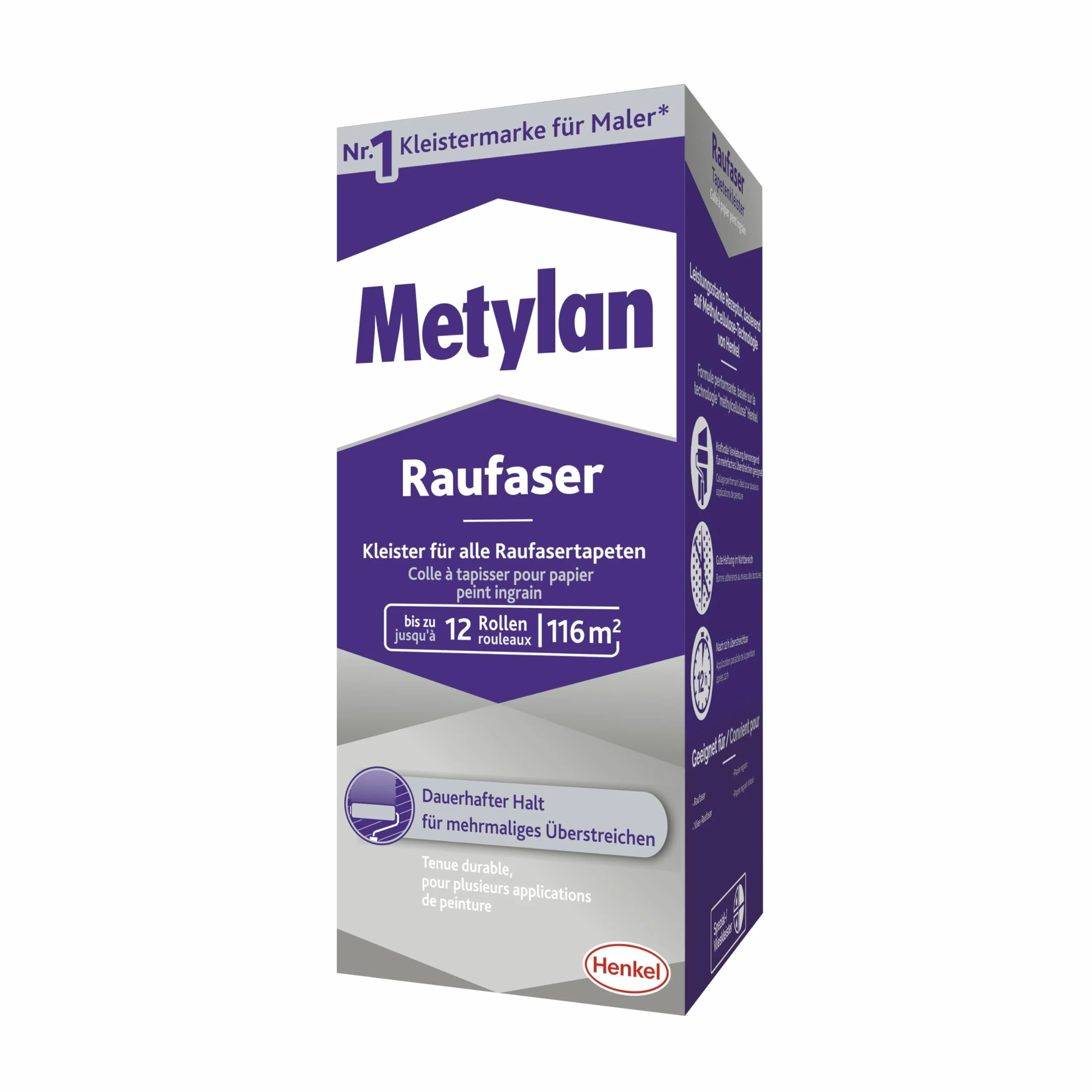 Metylan Pasta de papel pintado resistente para papel pintado con alta fuerza adhesiva inicial, pasta duradera y corregible con metilcelulosa, 1 x 720 g
