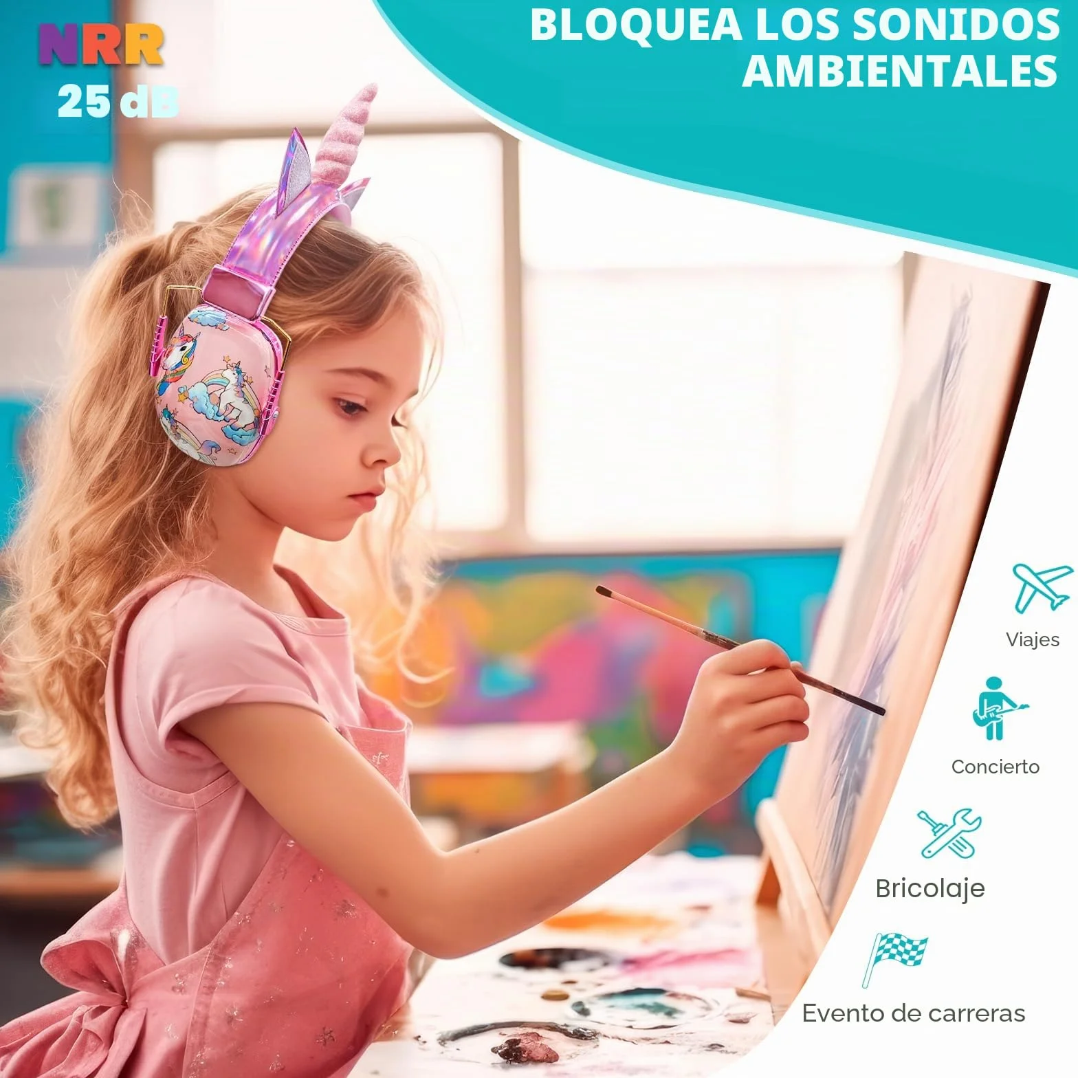 JYPS Cascos Antiruido Niños, Cascos Insonorizados Niños, Auriculares con Cancelación de Ruido Autismo, Bebe Orejeras de Protección Auditiva para Niña de 2+ Años, Bloquean el Ruido para Estudiar