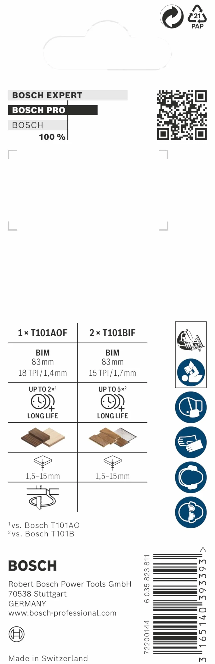 Bosch Professional Laminate Corte Recto, 3 sztuki