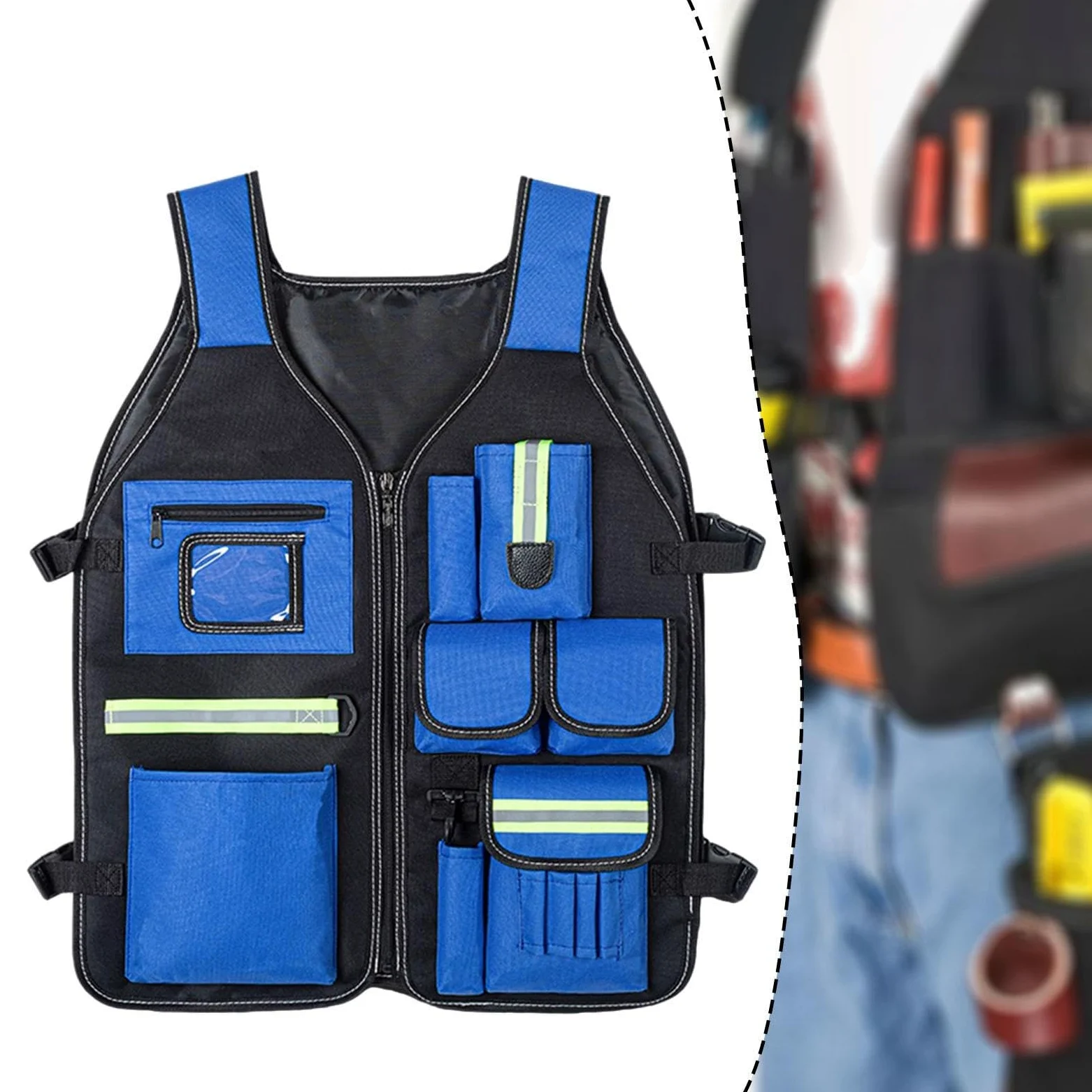 Chaleco Portaherramientas para Hombre, Práctico, de Calidad, Multiusos, Reflectante, Organizador de Herramientas, Ropa de Trabajo P