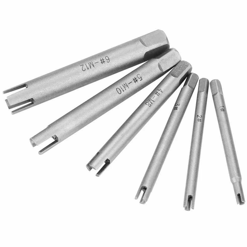 Tiiyee Extractor de Machos Rotos,Extractors Macho Rosca Cabeza Rota Juego Extractores Tornillos Set Extractore Grifos Pelados Grifería Removedor Stripped Golpecito Tornillo Conjunto para Pernos(6Pcs)