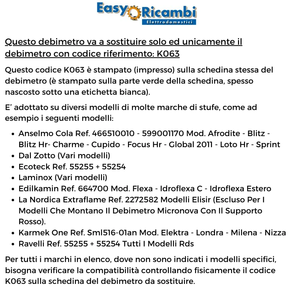 Sensor de flujo de aire debímetro Micronova para estufa de pellets - Compatible con estufas Nórdica Extraflame Dalzotto ECOTECK LAMINOX LA NORDICA EXTRAFLAME RAVELLI RDS