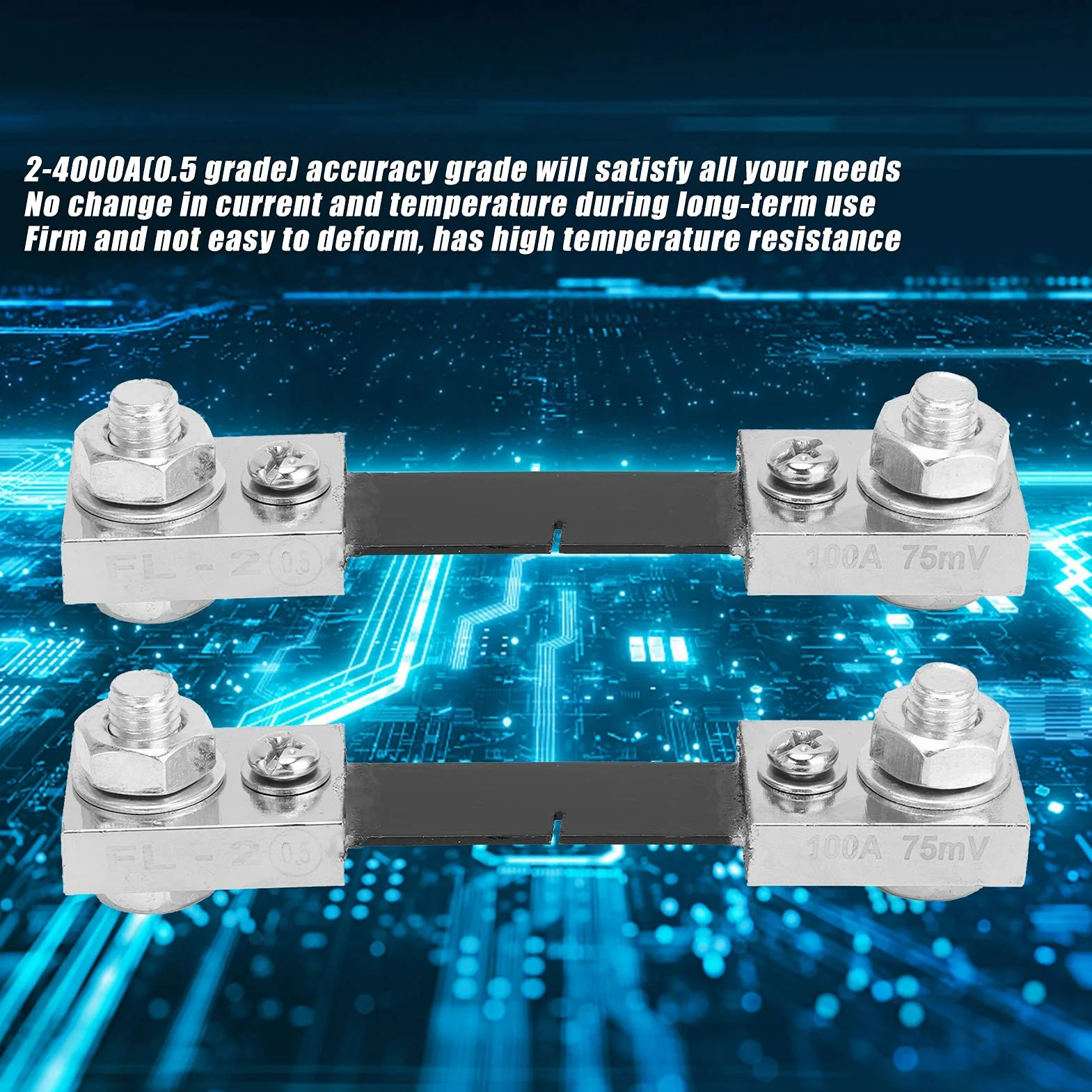 2 Uds Amperímetro Shunt, 75mV 100A DC Resistencia De Derivación De Corriente De Gran Alcance AMP Derivación De Corriente con Base De Aislamiento para Amperímetro Digital Medidor Analógico