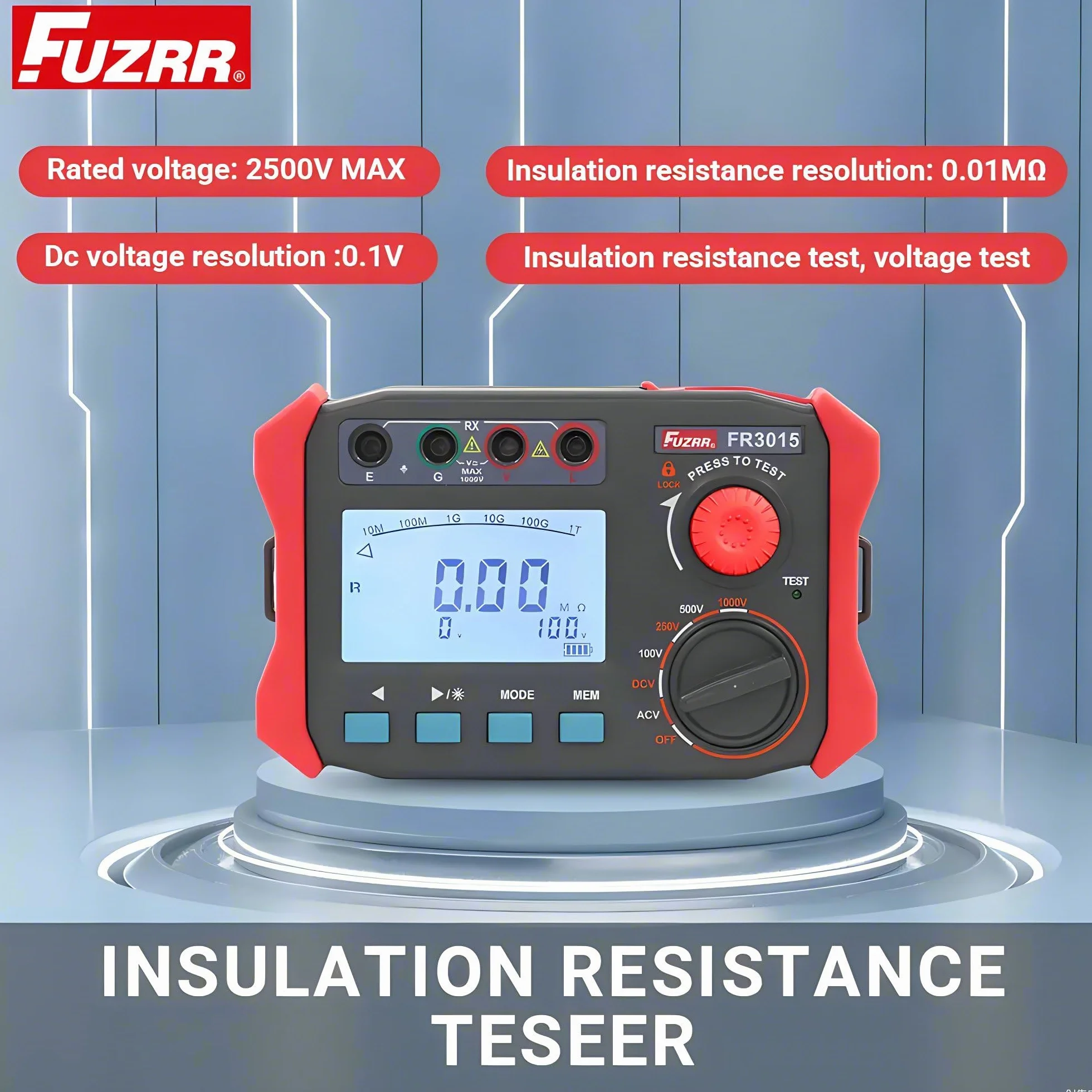 Megaóhmetro FR3015/E Medidor de resistencia de aislamiento 2500V Portátil Megámetro AC DC