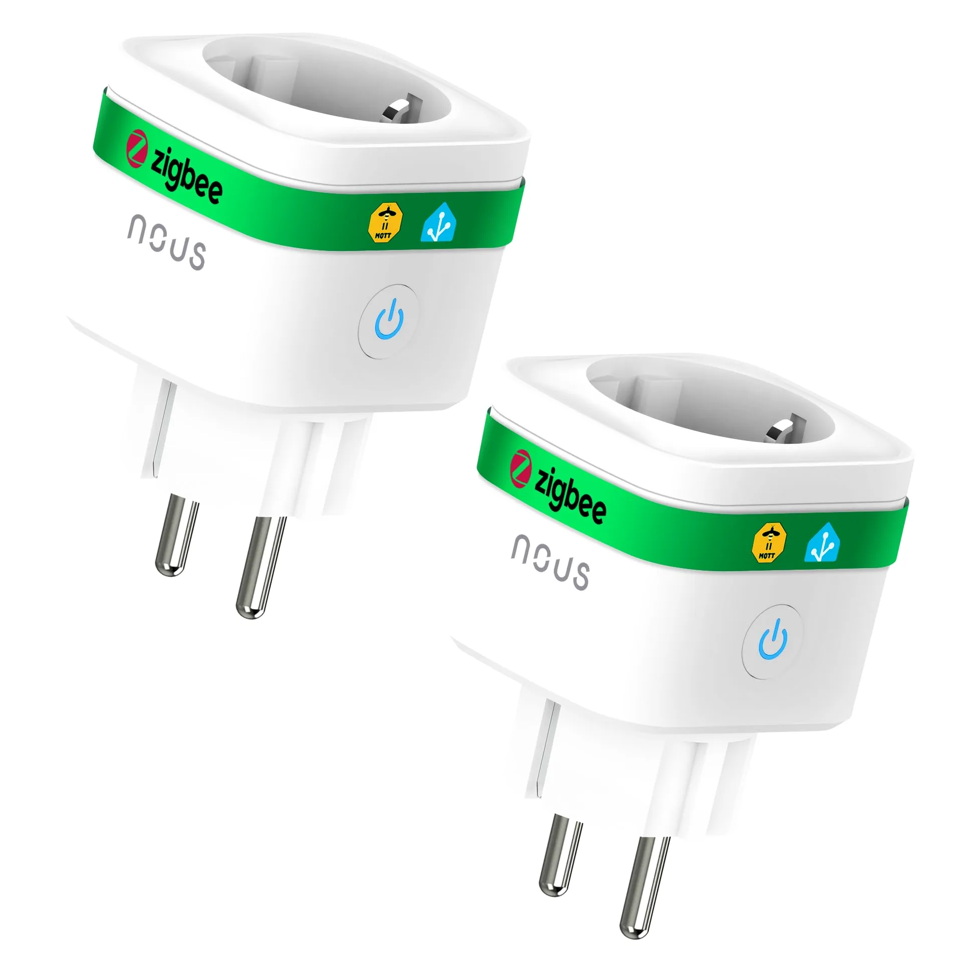 NOUS A7Z ZigBee Smart Socket con Monitorización de Energía, 16A, App y control por voz, Temporizador y Horarios, Compatible con Alexa, Google Home, Home Assistant, Tuya, Requiere ZigBee Hub, Pack of 2