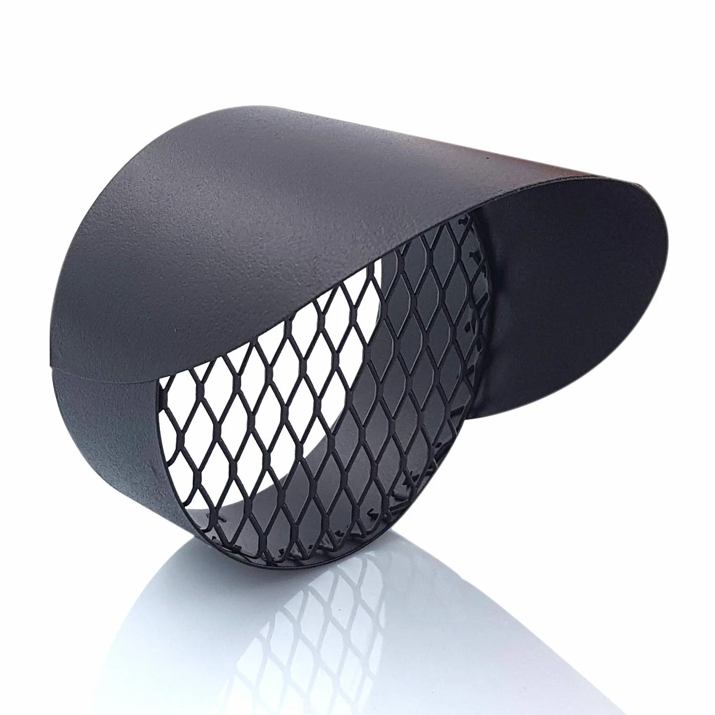 TYGERIX® Tubo de escape horizontal de 100 mm, negro, de acero inoxidable, resistente al calor, con gorro para lluvia y espiral para romper el hielo, para estufas, calderas y chimeneas
