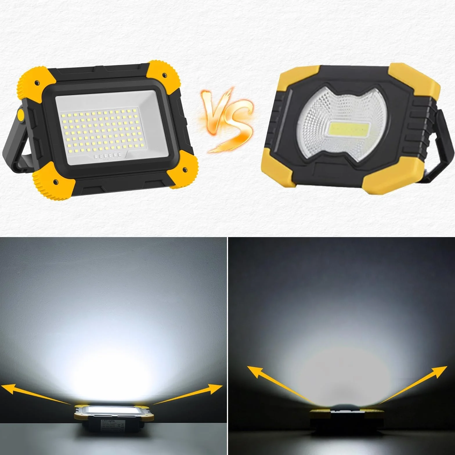 NATPOW Foco LED Recargable, Luz LED Trabajo Portátil con Baterías, 5 Modos Foco con Cable USB, Lámpara de Camping Magnético para Obras, Garaje, Taller Emergencia, 2 unidades
