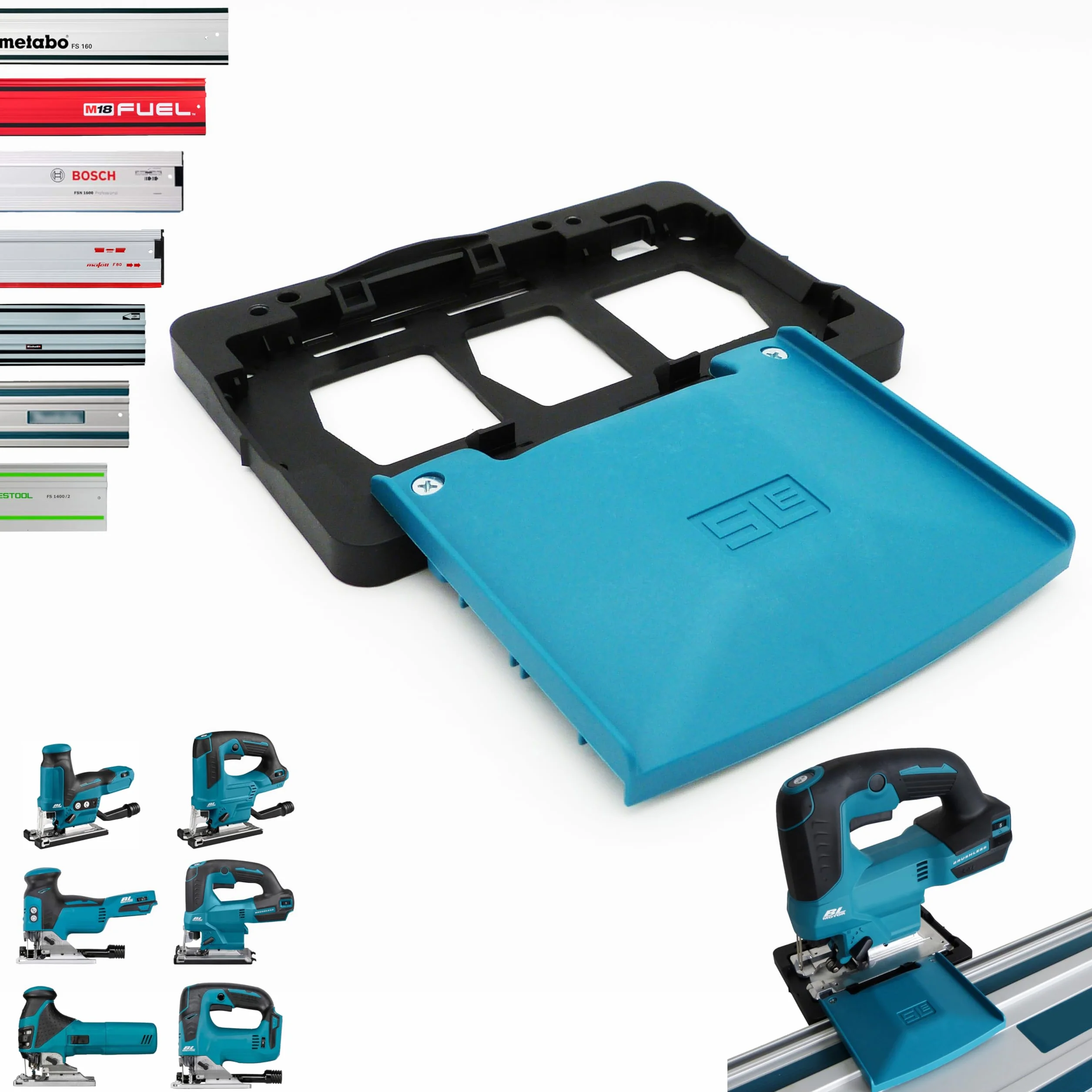 SLE Engineering - Adaptador de riel guía profesional para sierra de calar Makita Makita,Festool,Bosch,Mafell,Einhell,Milwaukee,Metabo