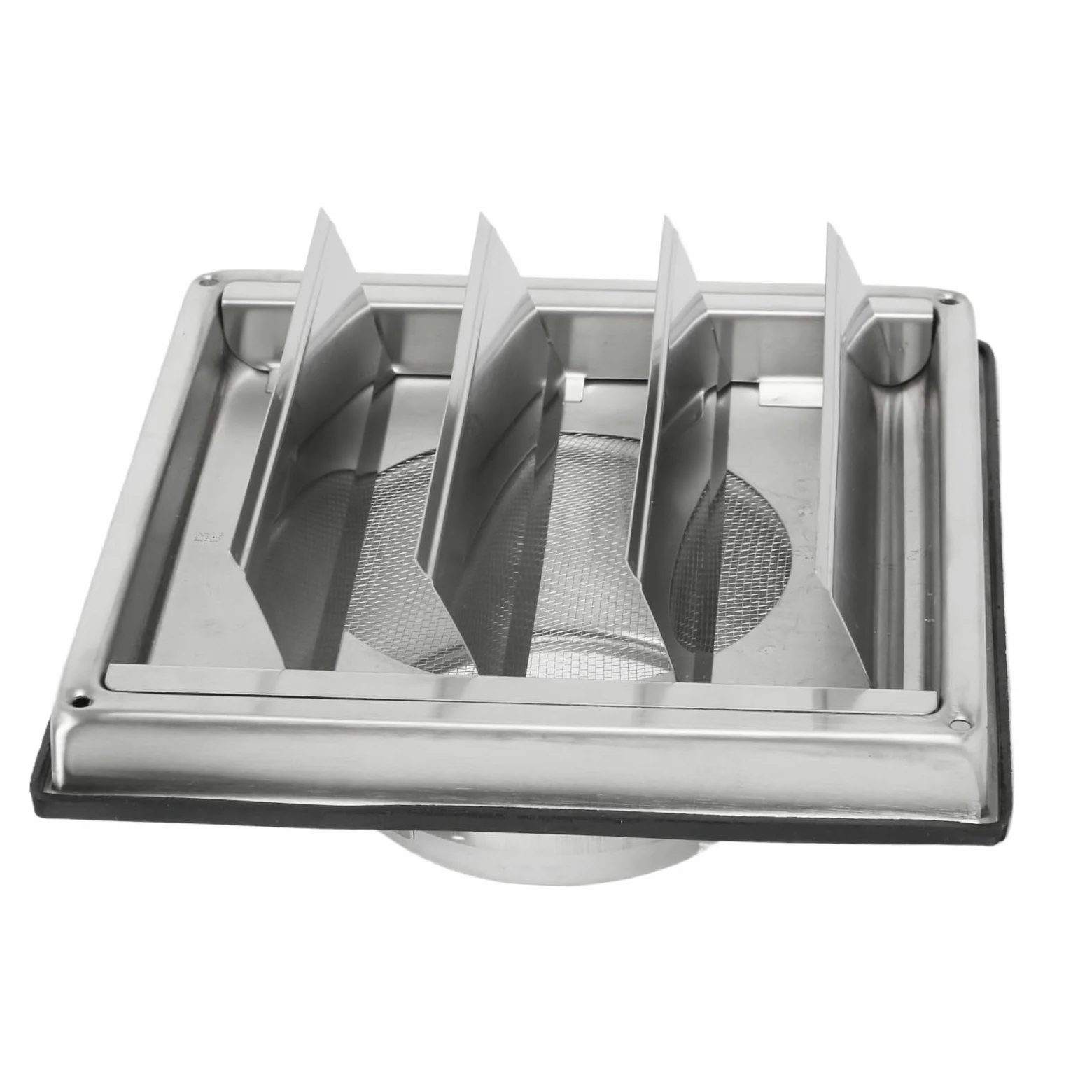Rejilla de ventilación de acero inoxidable 304, rejilla de ventilación con válvula antirretorno, láminas y protección contra insectos, salida cuadrada 100, 125, 150 mm, tapa de ventilación de acero