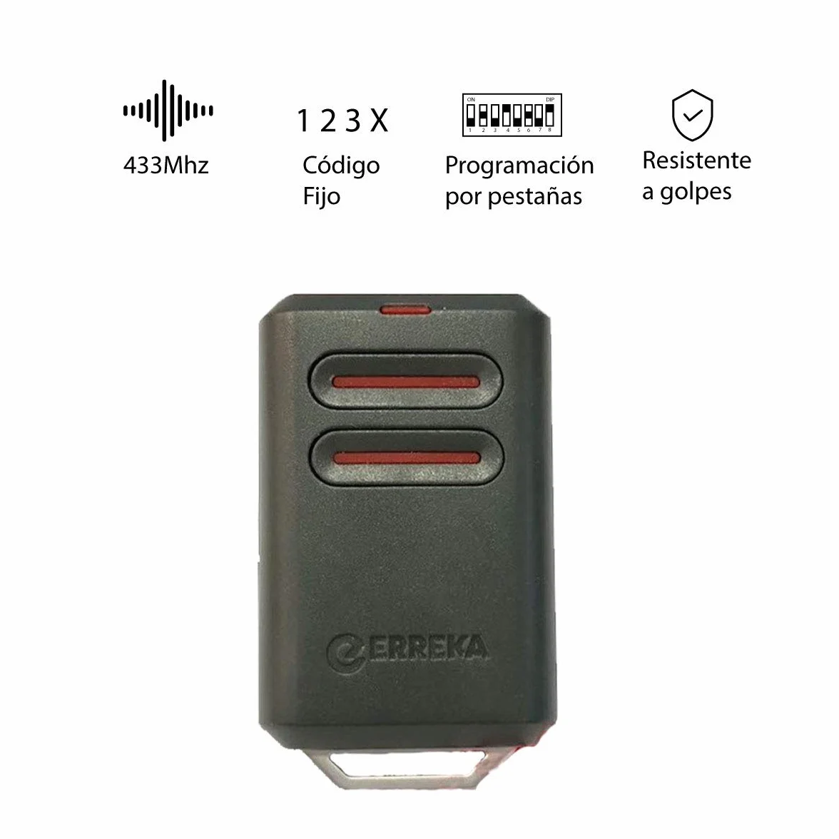 ERREKA KUMA KU02 Mando De Garaje De 2 Botones Canales 433 MHz Compatible Con Erreka Luna Y Reson Nuevo Modelo Más Resistente