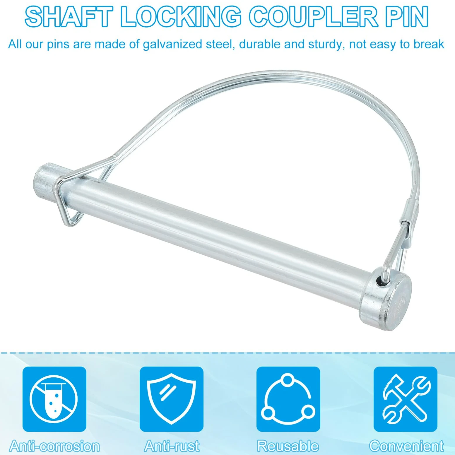 PATIKIL 4Pcs Pasador de Seguridad Pin de Bloqueo de Alambre, 10x100mm Pasador de Bloqueo Remolque Acoplador, Pasador de Bloqueo de Eje para Remolques Agrícolas Grandes Césped Jardín