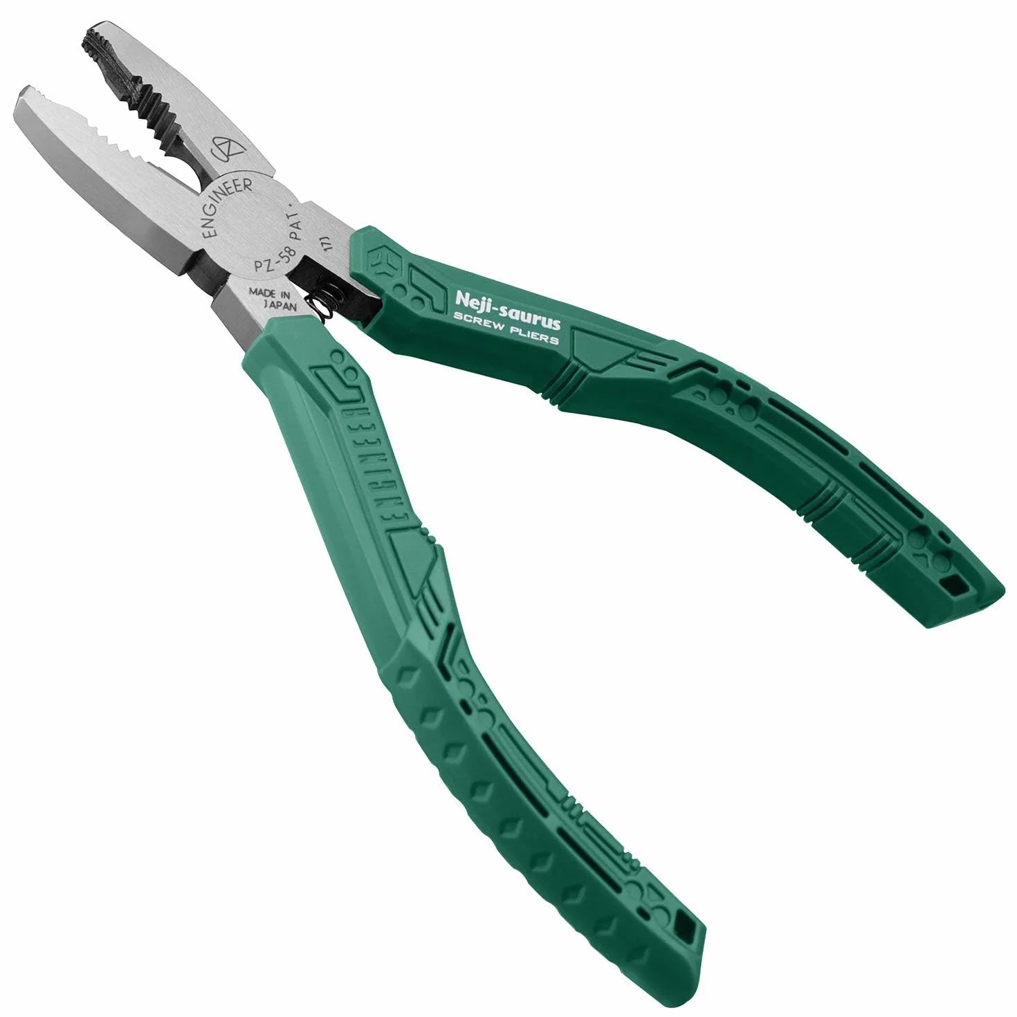 Alicates de extracción de tornillos/agarre de extractor (estilo combinado), con mordazas antideslizantes únicas para extraer rápidamente tornillos dañados/pegados. ENGINEER pz-58 GT neji-saurus | Tamaño de los sujetadores: Ø3 - 9,5 mm, cortador de alambre