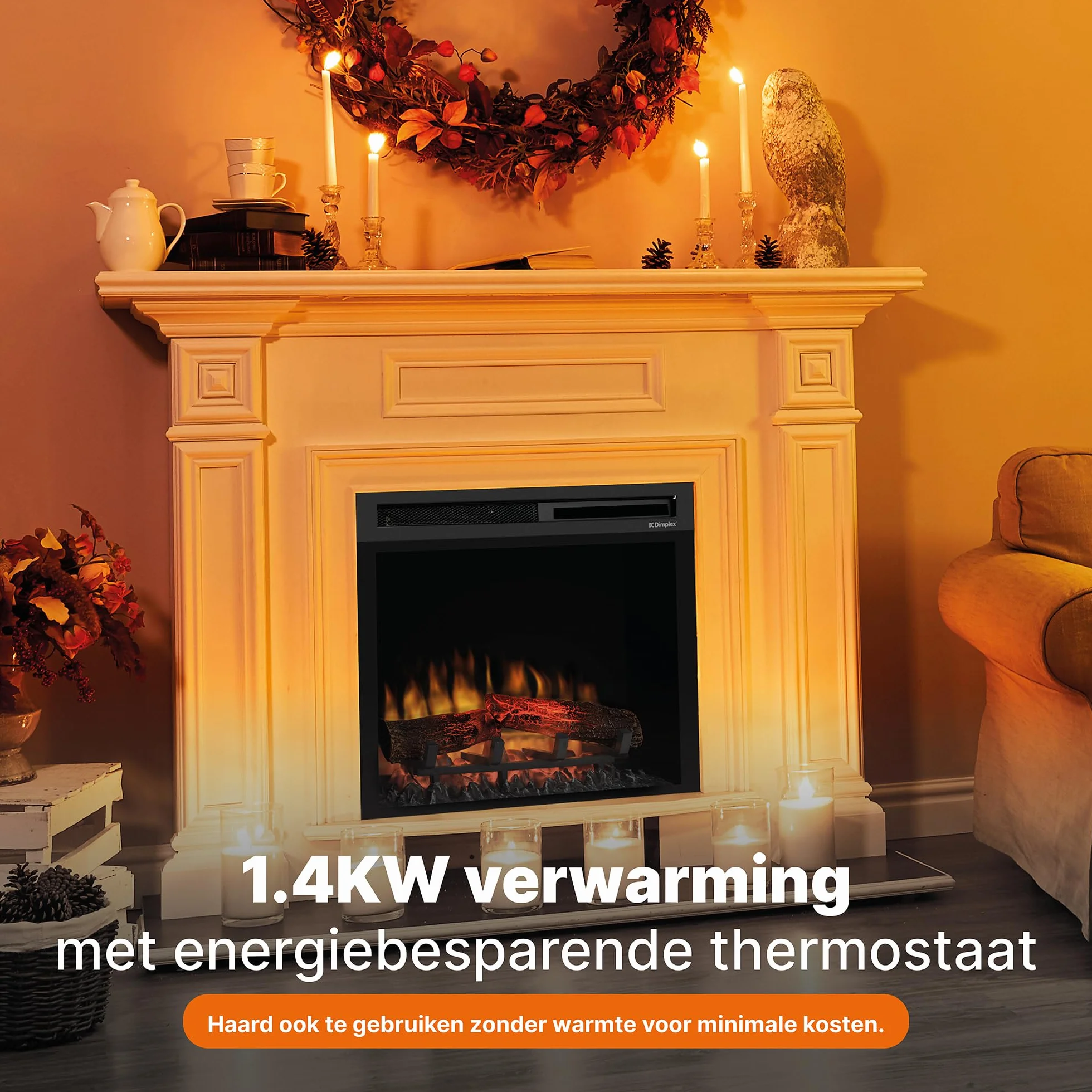 Dimplex Chimenea eléctrica XHD26 Firebox 210975 Efecto Llama Optiflame - Lámparas LED duraderas - Chimenea eléctrica con calefacción - Inserto de Chimenea - Incluye Mando a Distancia, 1400 W, Negro,