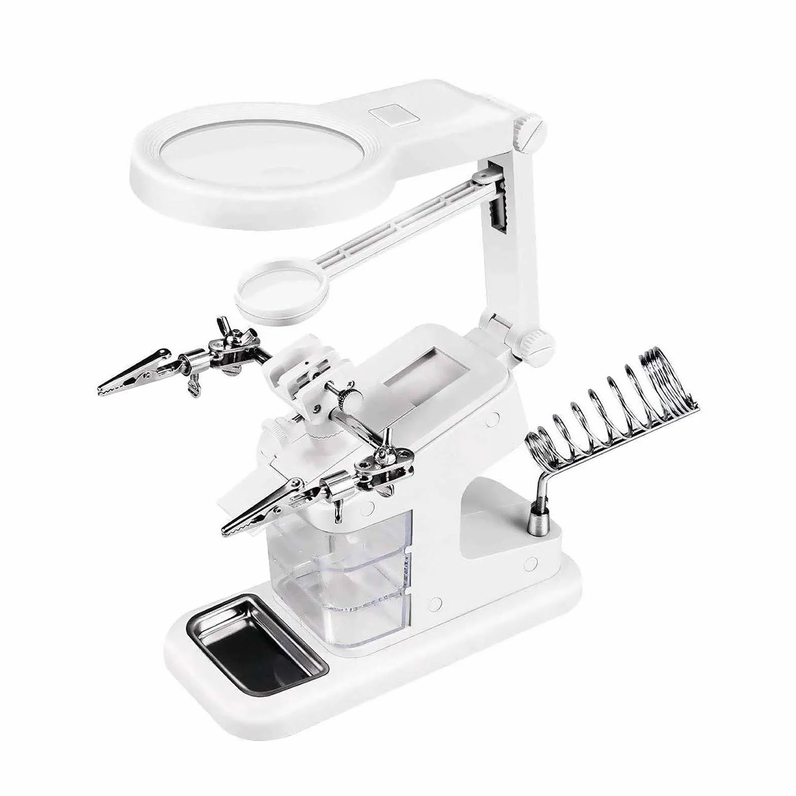 GuDoQi Lupa de Soldadura Multifuncional 3X 4.5X 25X USB Lupa de Escritorio Iluminada con Brazadera y Pinzas de Cocodrilo Soldadura, Ensamblaje, Reparación, Modelado, Manualidades
