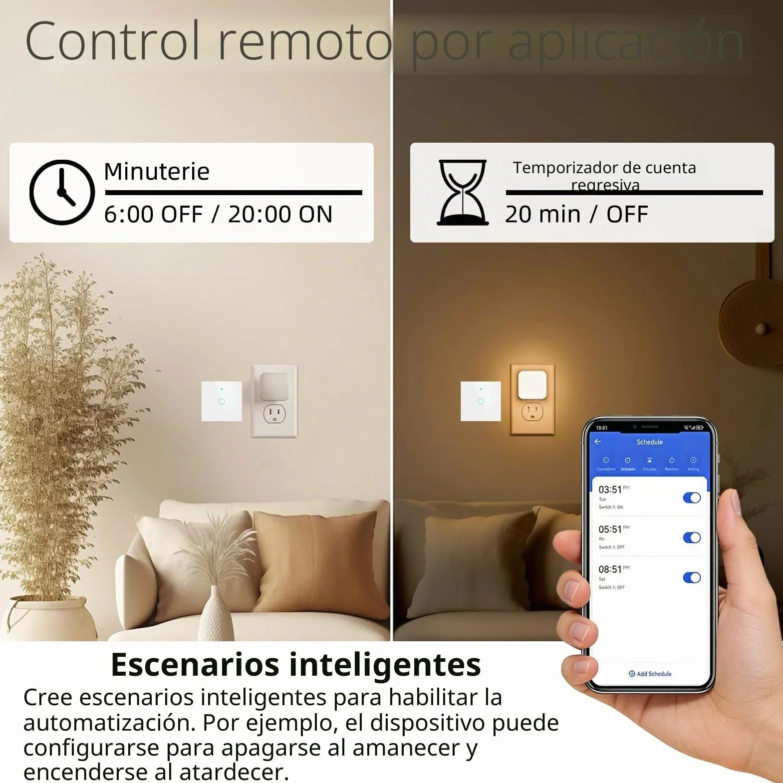 Interruptor Inteligente WIFI 1 Gang Táctil Vidrio Pared Compatible con Alexa Tuya Smart Life