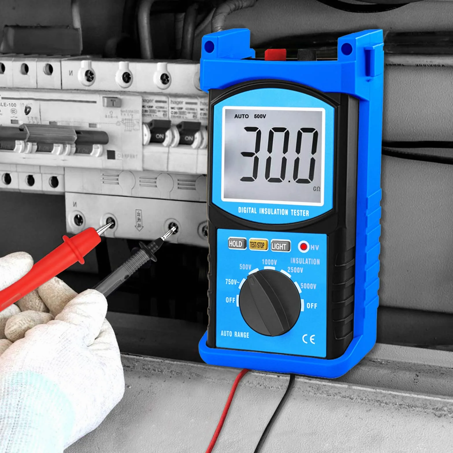 Megaohmímetro Probador de Resistencia de Aislamiento 1mΩ-200GΩ 5000V Multímetro AC 1V-750V LCD Retroiluminación