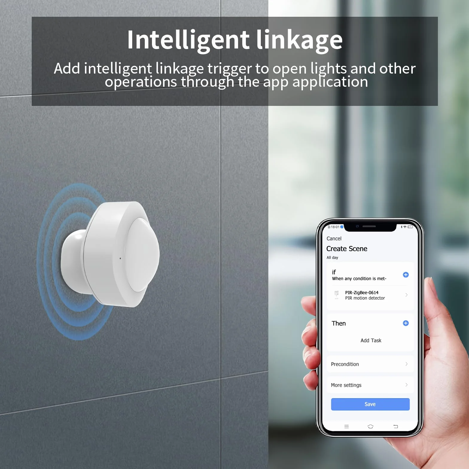 Zigbee 3.0 Human Presence Sensor, Detector de Movimiento Zigbee 3.0, Detector de Movimiento, Sensor de Alarma Antirrobo, Ángulo detección 120º, Control App, Support Alexa, Smart Life, Tuya