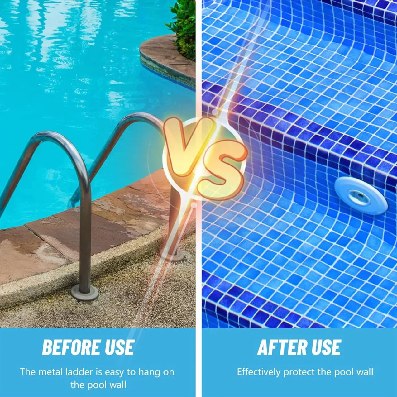 Tope de Seguridad para Escalera de Piscina,2 Piezas Suministros para Piscinas Parachoques de Escalera Blancos para Escaleras de Piscina Tapón de Goma para escaleras de Piscina