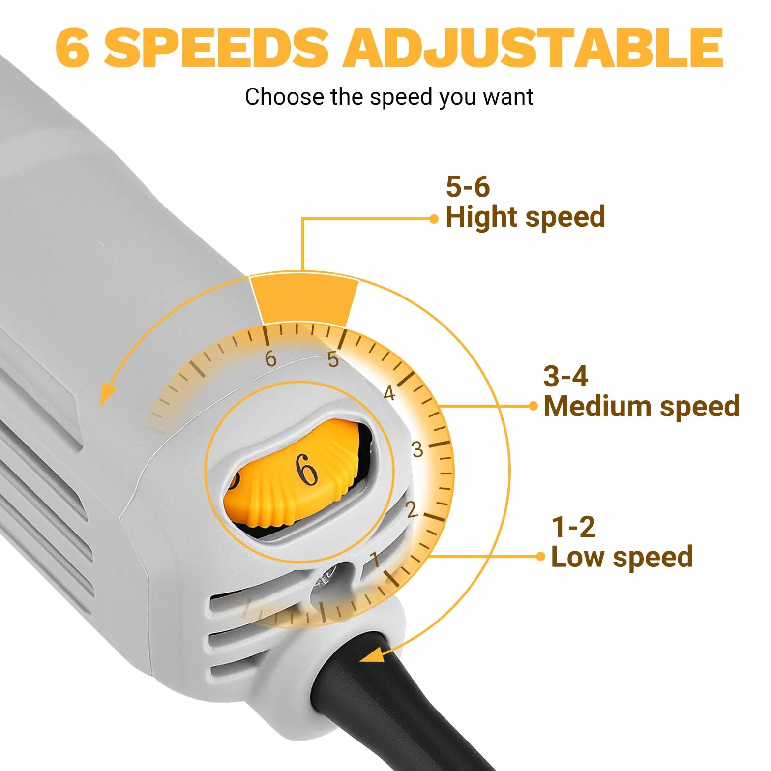Amoladora Angular, DEKOPRO 125 mm 800W Amoladora Angular eléctrica, 12.000 RPM, Velocidad Ajustable, para cortar, lijar