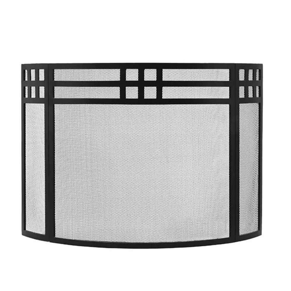 Salvachispas Chimenea Pantalla de Chimenea Metal ignífuga con Forma Arco Negro for calefacción leña, partición Decorativa Protector Chimenea