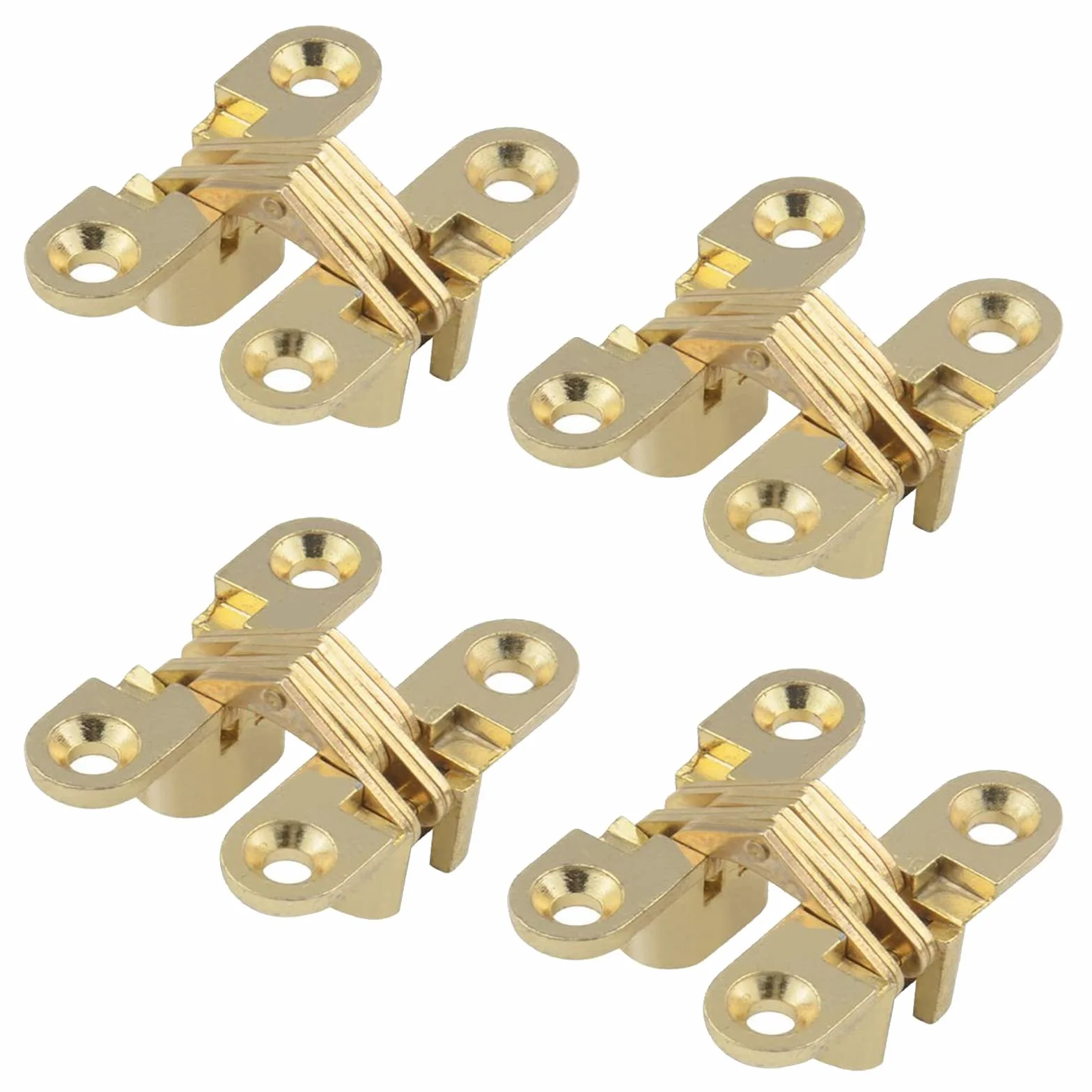 Bisagra Oculta, Bisagras Cruzadas Plegables Invisibles de 180 Grados, Atornillable, para Muebles, Puertas de Madera, Gabinetes, Armarios, 4 Pack