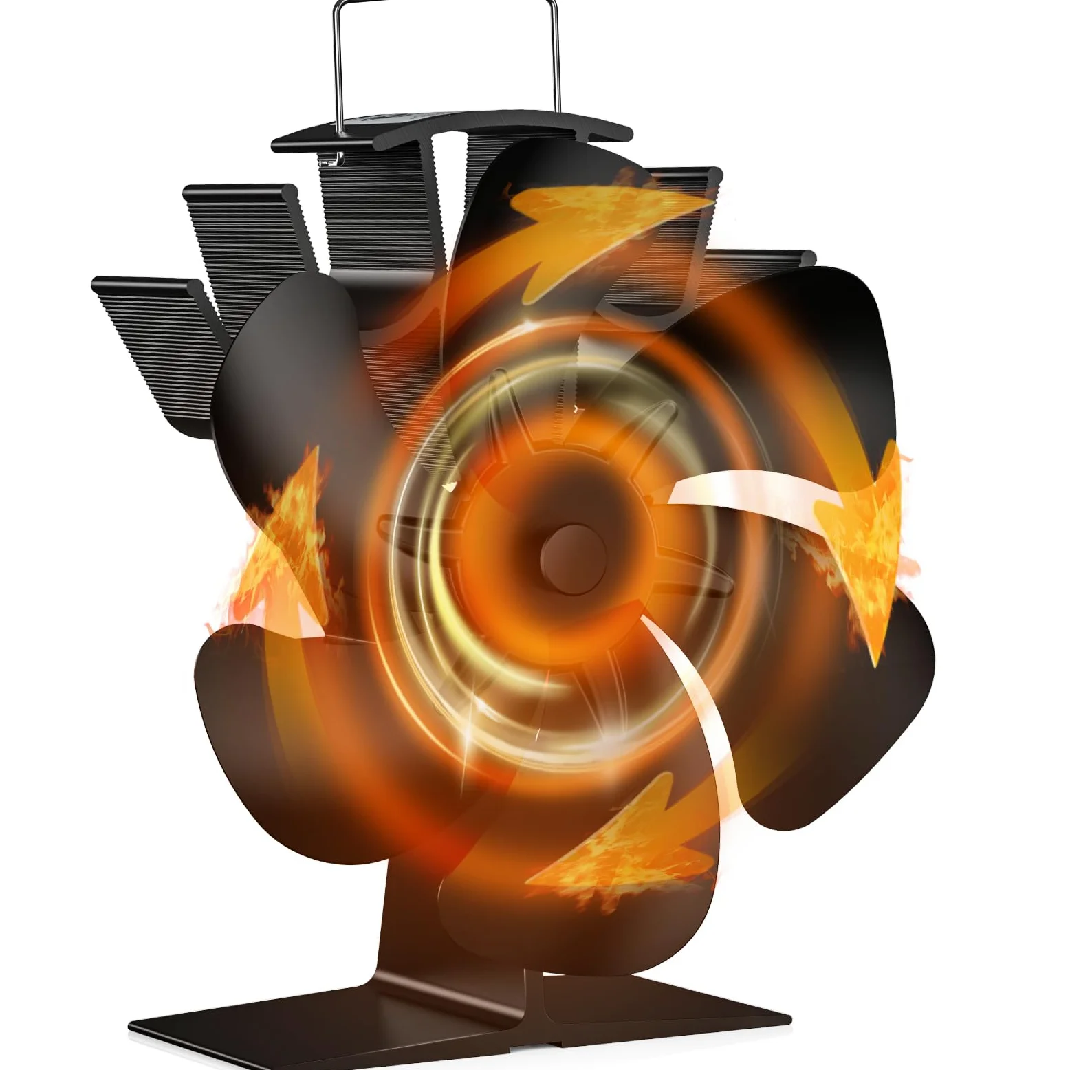 Ventilador Poele de Madera, Ventilador con Calor con 4 aspas Silenciador para Chimenea Tubo/Estufa de Gas/Registro/Pellet
