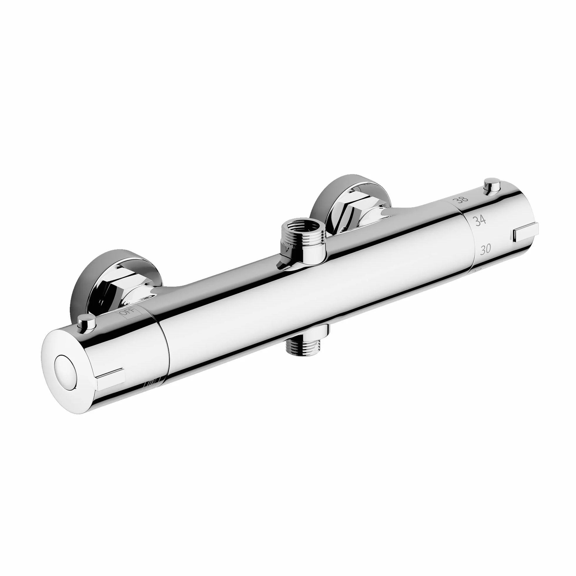 MORADO Grifo Termostatico Ducha, Grifo Ducha Termostatico de 2 Salidas, Salida Superior 3/4" BSP(26.4mm) y Salida Inferior 1/2" BSP(21mm), Grifo Termostatico Bañera Forma Redonda
