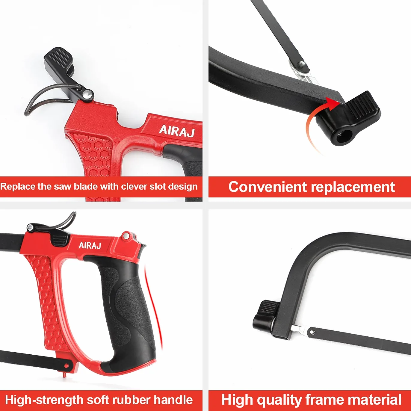AIRAJ Sierra de Arco Metálica Tres en uno 250MM 300MM 330MM Cortar Madera Metal PVC