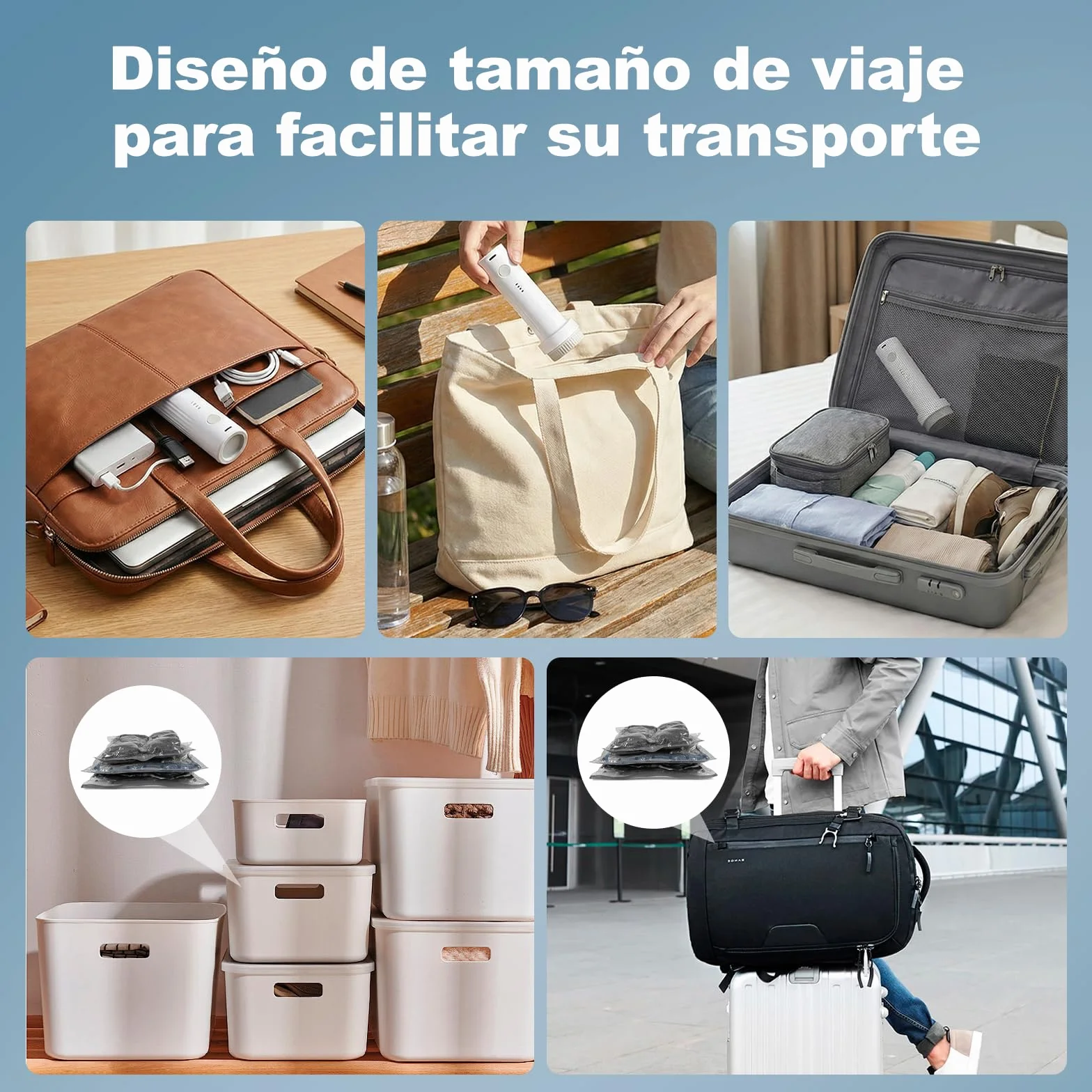 Carehabi Bolsas Almacenaje Ropa al Vacío 6 Piezas con Bomba Eléctrica Inalámbrica USB-C